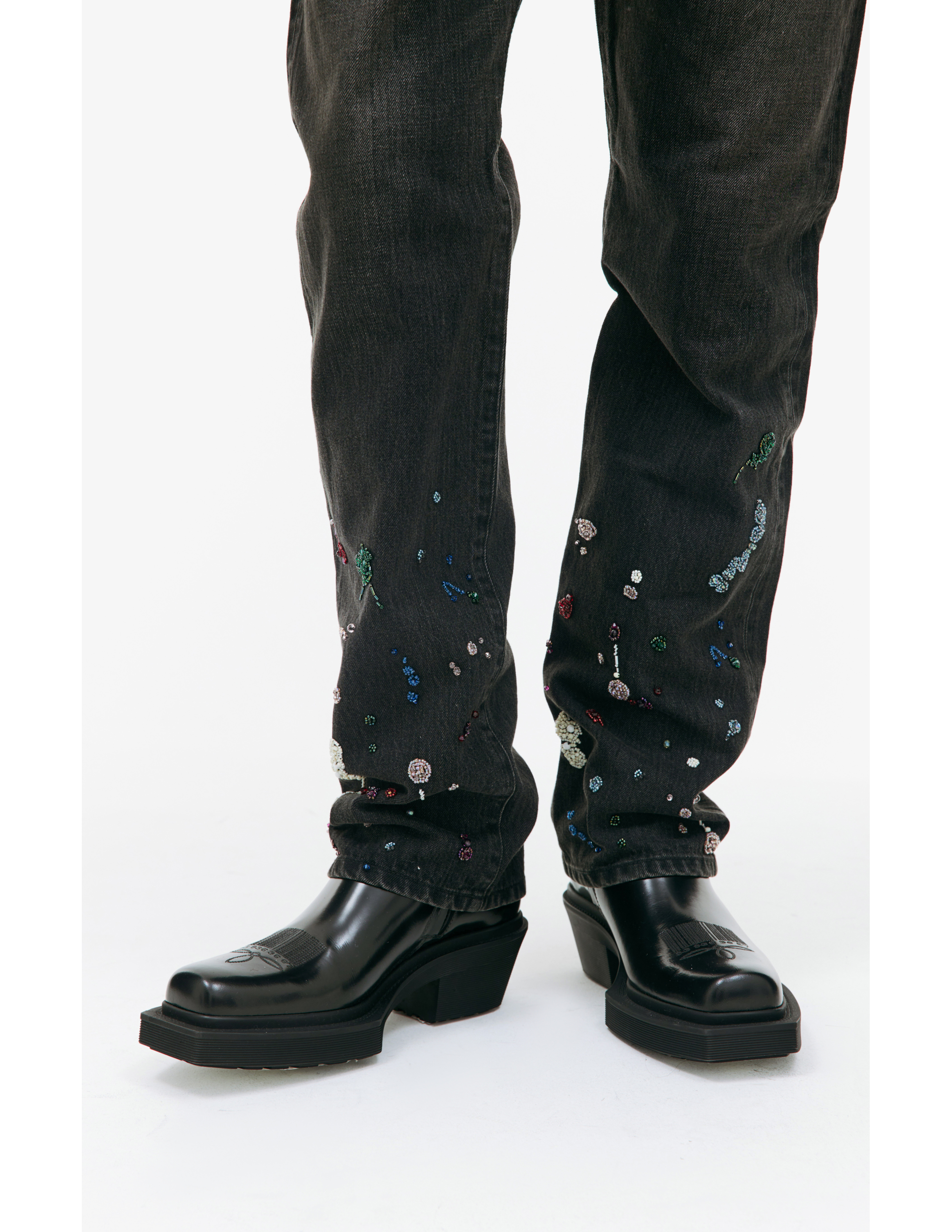 Серые джинсы с вышивкой бисером Undercover UC2C4509-1, размер 5 - фото 5