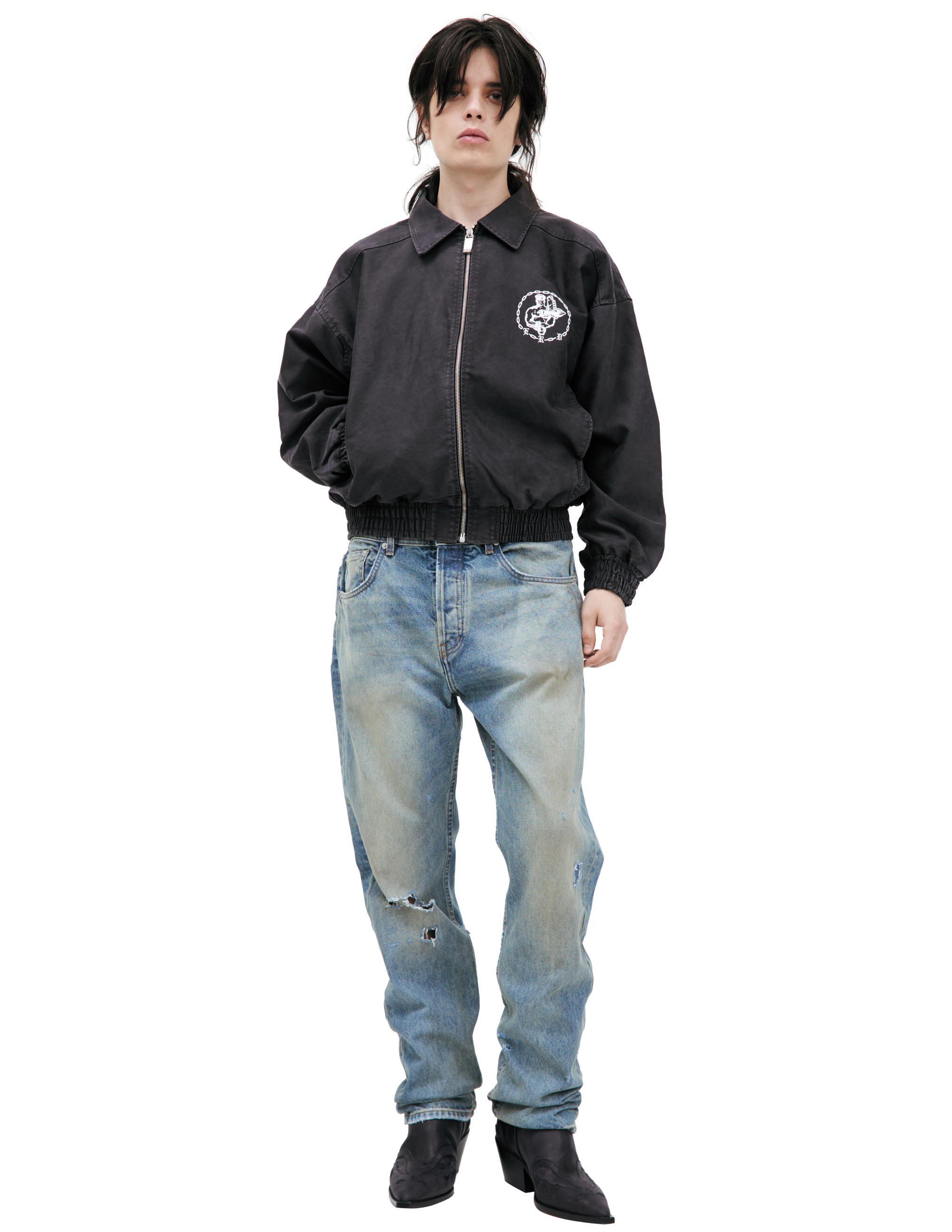 Темно-серая куртка с принтом