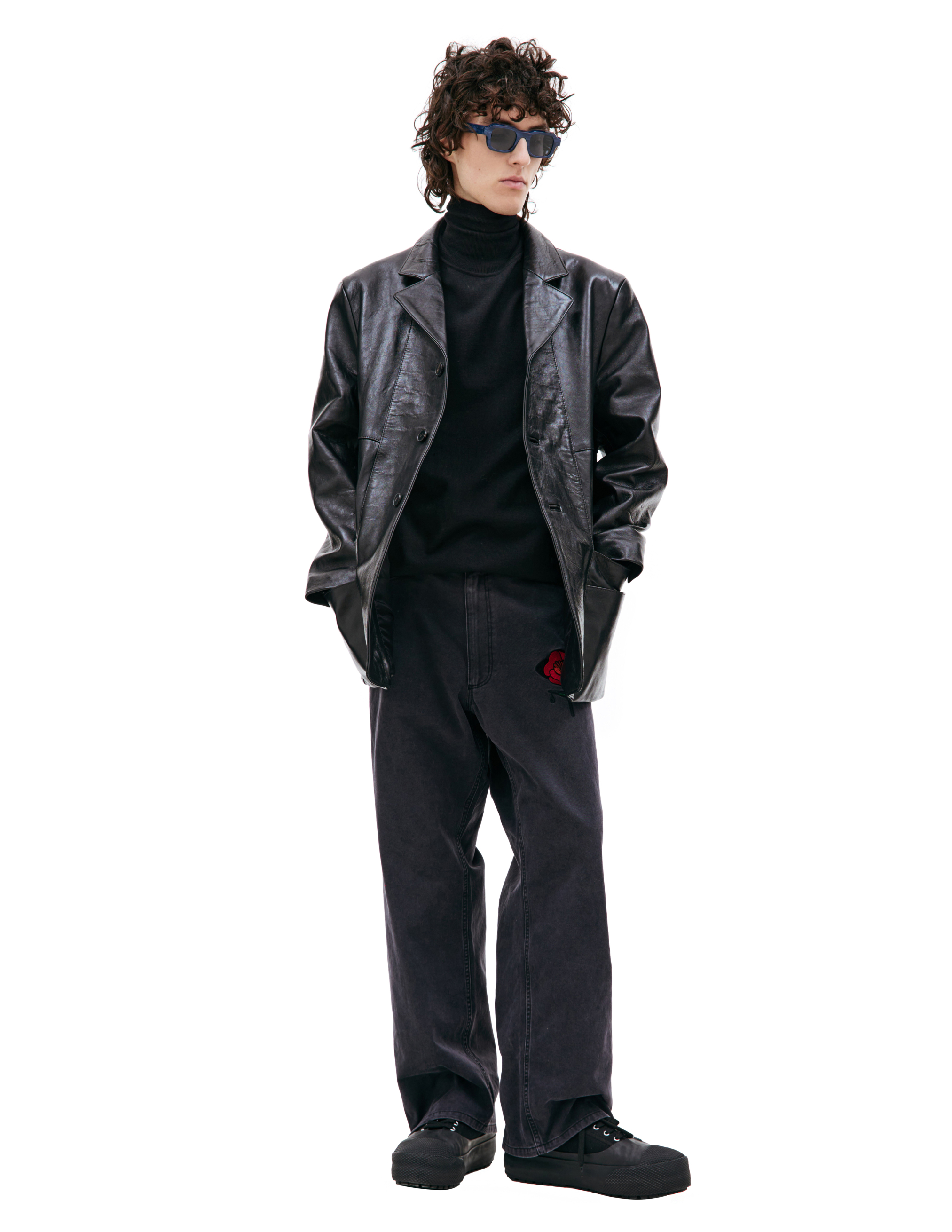 Черный кожаный пиджак Enfants Riches Deprimes 030-405, размер L;XL - фото 3