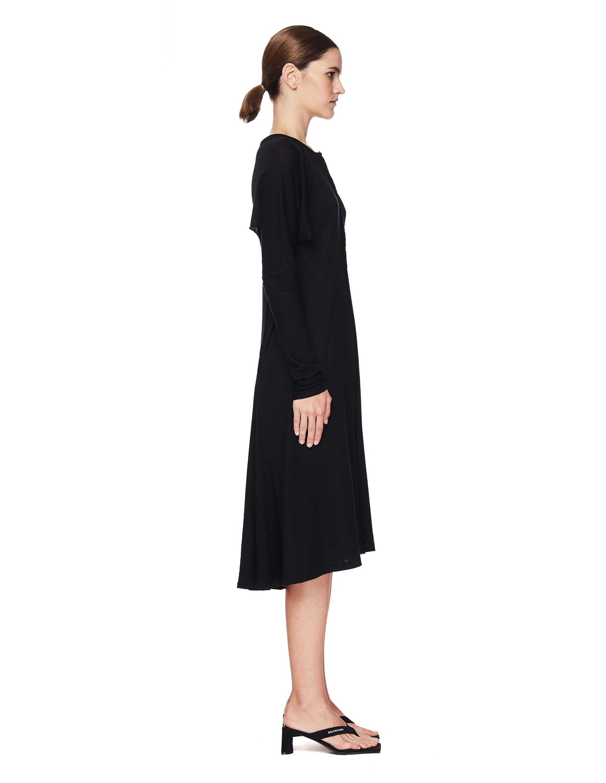 Черное платье из хлопка - Yohji Yamamoto FN-T12-078-2/blk Фото 2