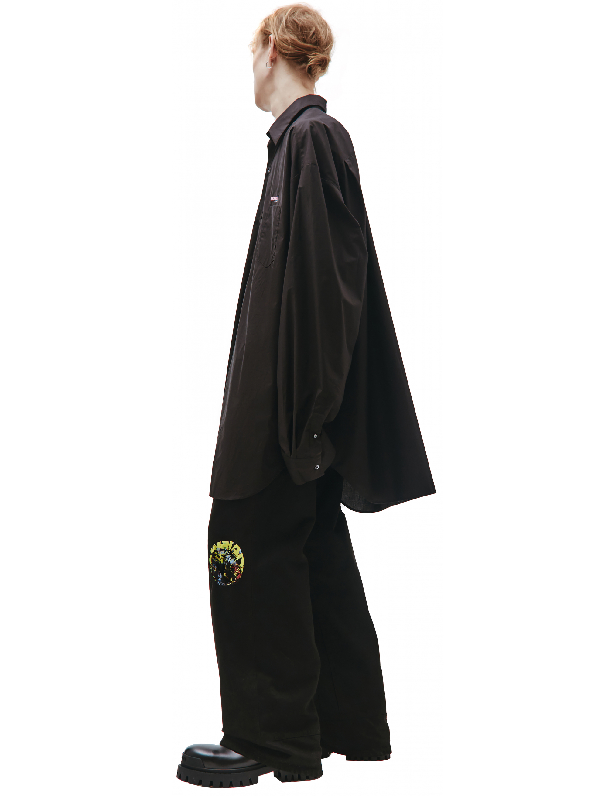 Черная Оверсайз рубашка с принтом Raf Simons 212-M251-10007-0099, размер 54;52;50;48 - фото 2