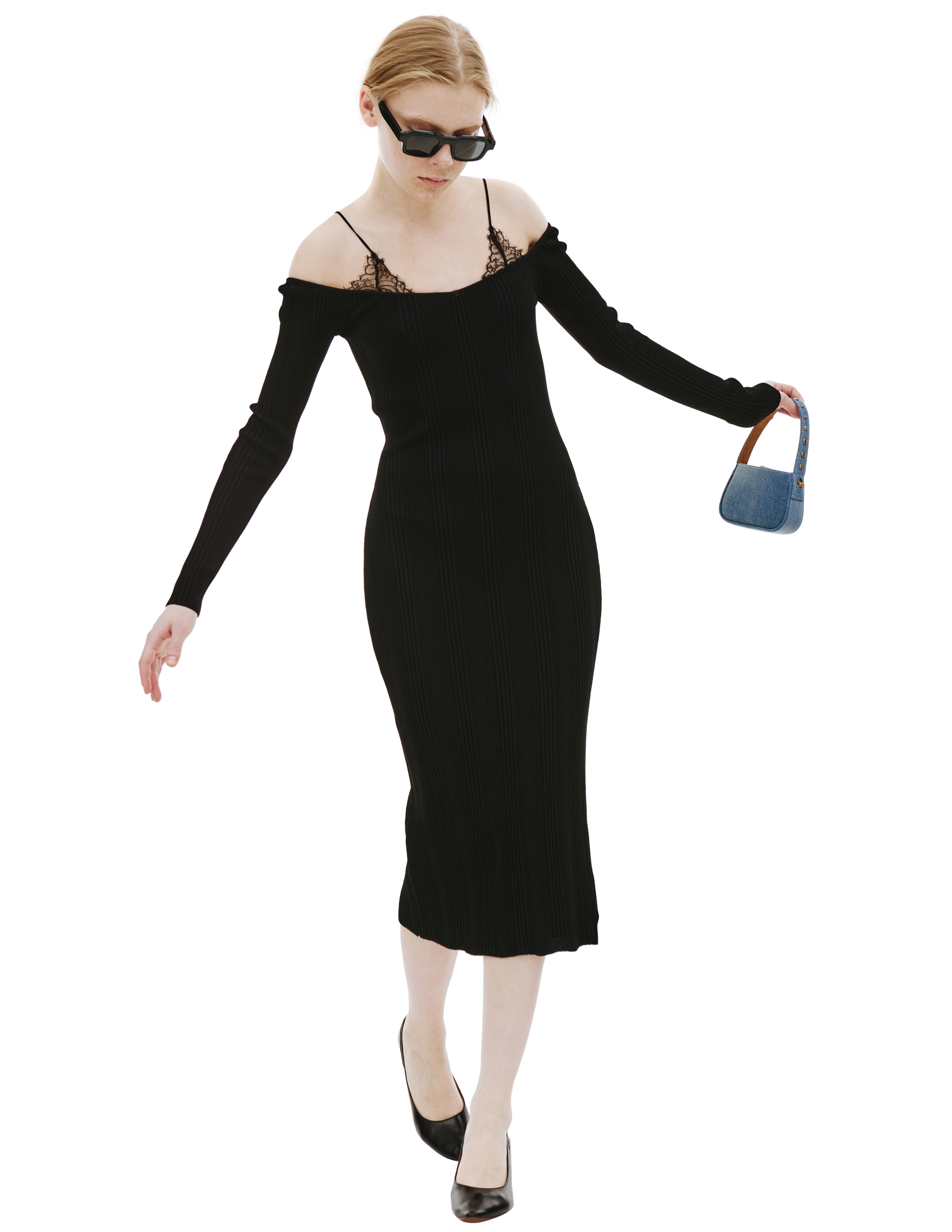Черное платье с кружевом Blumarine P32/2A312A/N0990, размер S;M P32/2A312A/N0990 - фото 1