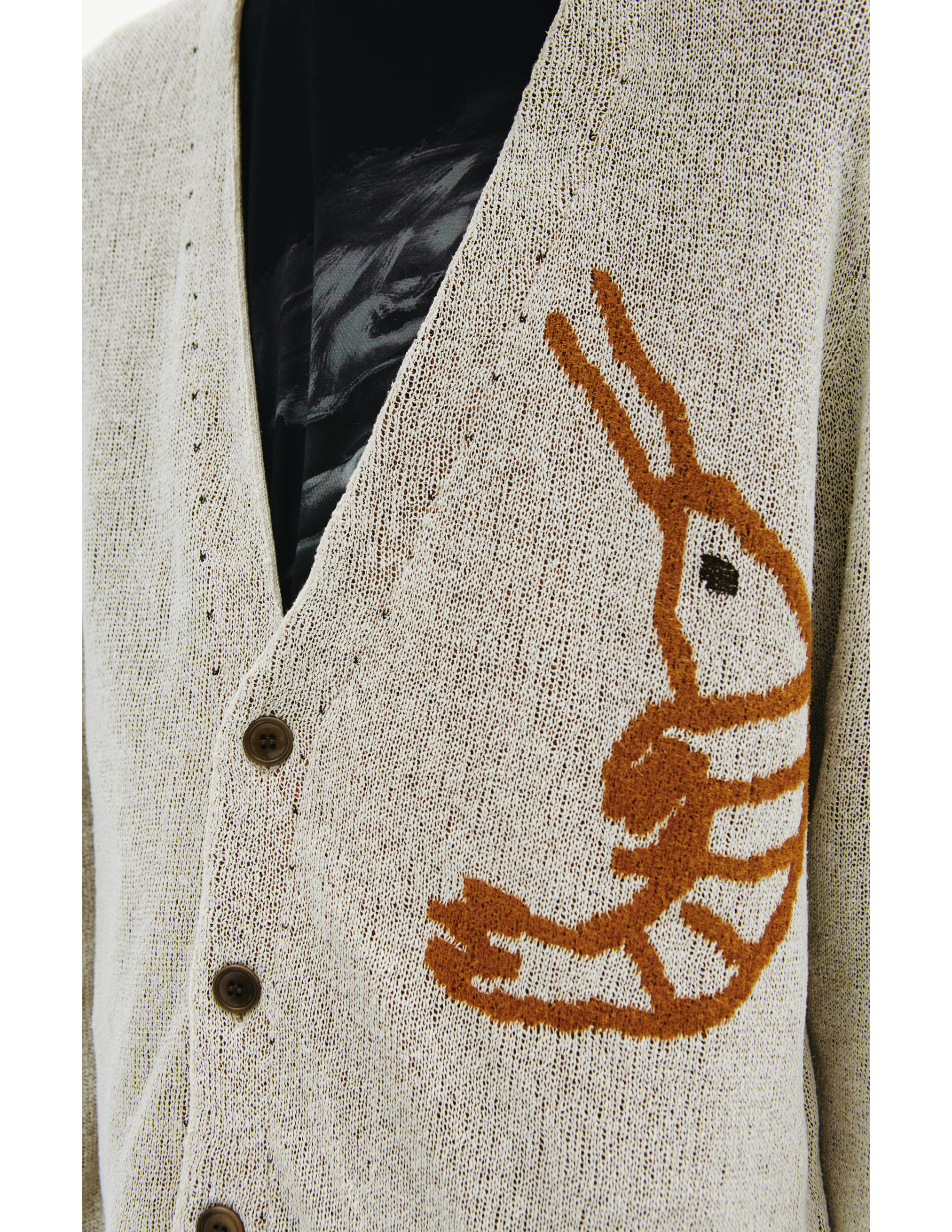 Вязаный кардиган с принтом креветки Yohji Yamamoto HG-K74-374-3, размер 3 - фото 5