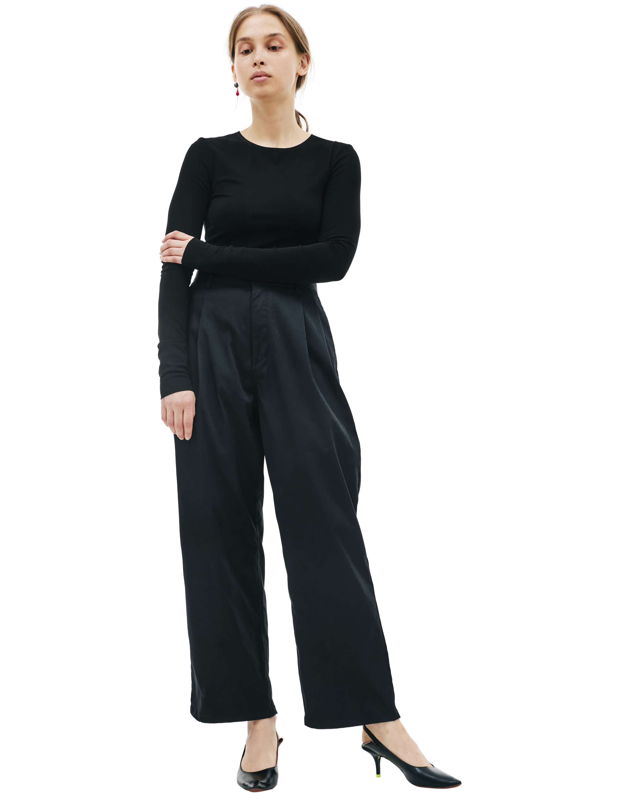 Черные брюки с защипами KIMMY SS23-11/BLACK, размер M;L SS23-11/BLACK - фото 1