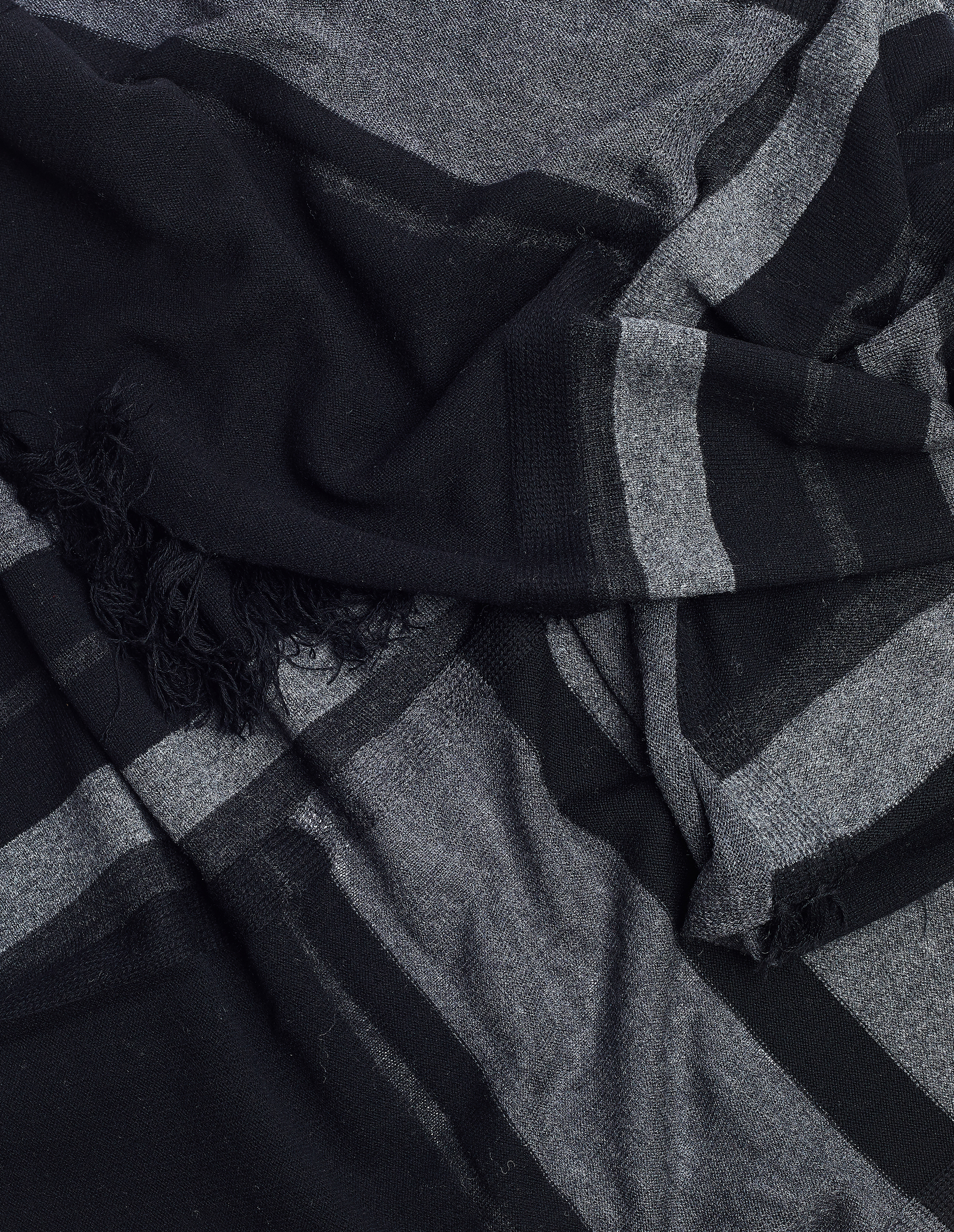 Черно-серый шарф из шерсти The Viridi-Anne VI-3164-09/stripe, размер One Size VI-3164-09/stripe - фото 3