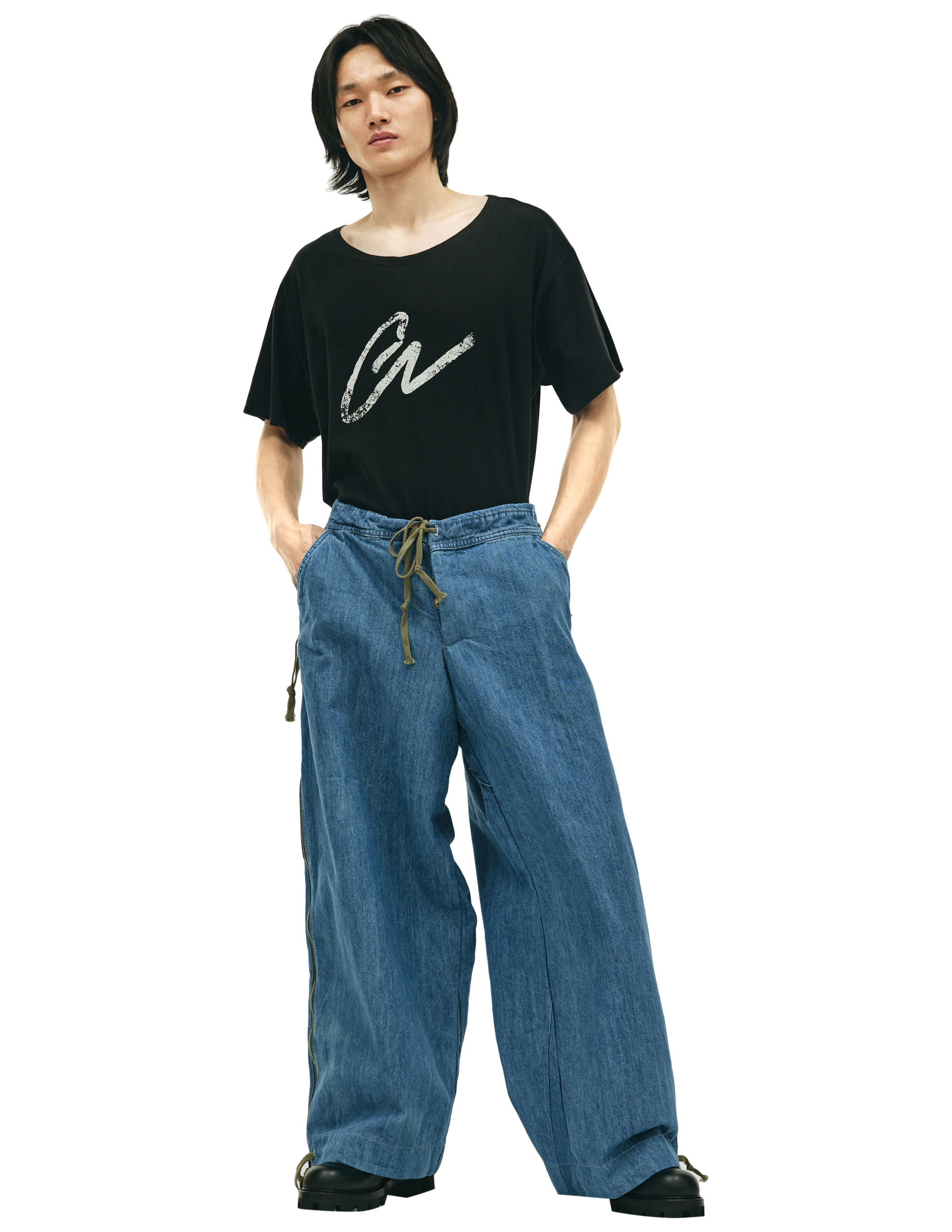 Широкие джинсы с молниями Greg Lauren FM212, размер 4;5 - фото 1