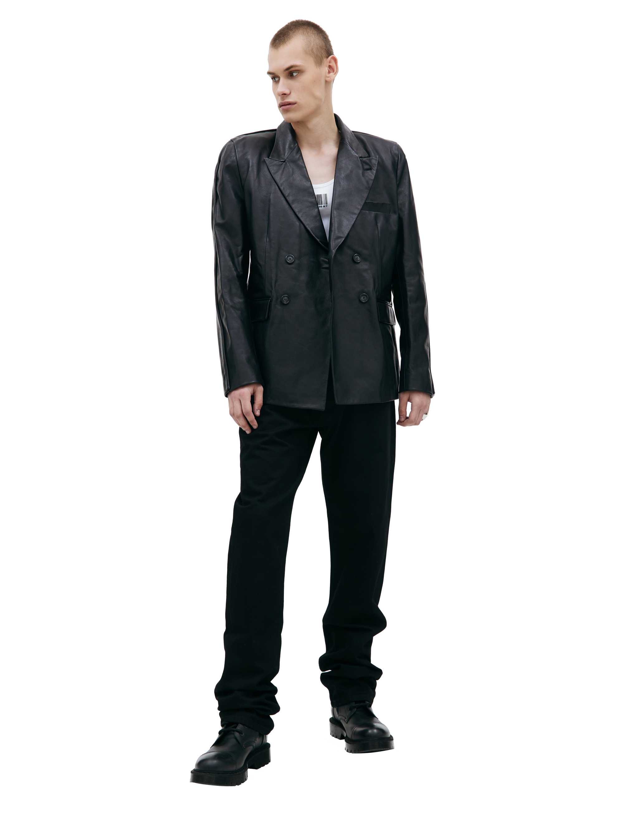 Черный кожаный пиджак VTMNTS VL18JA400B/5316, размер L;XL VL18JA400B/5316 - фото 3