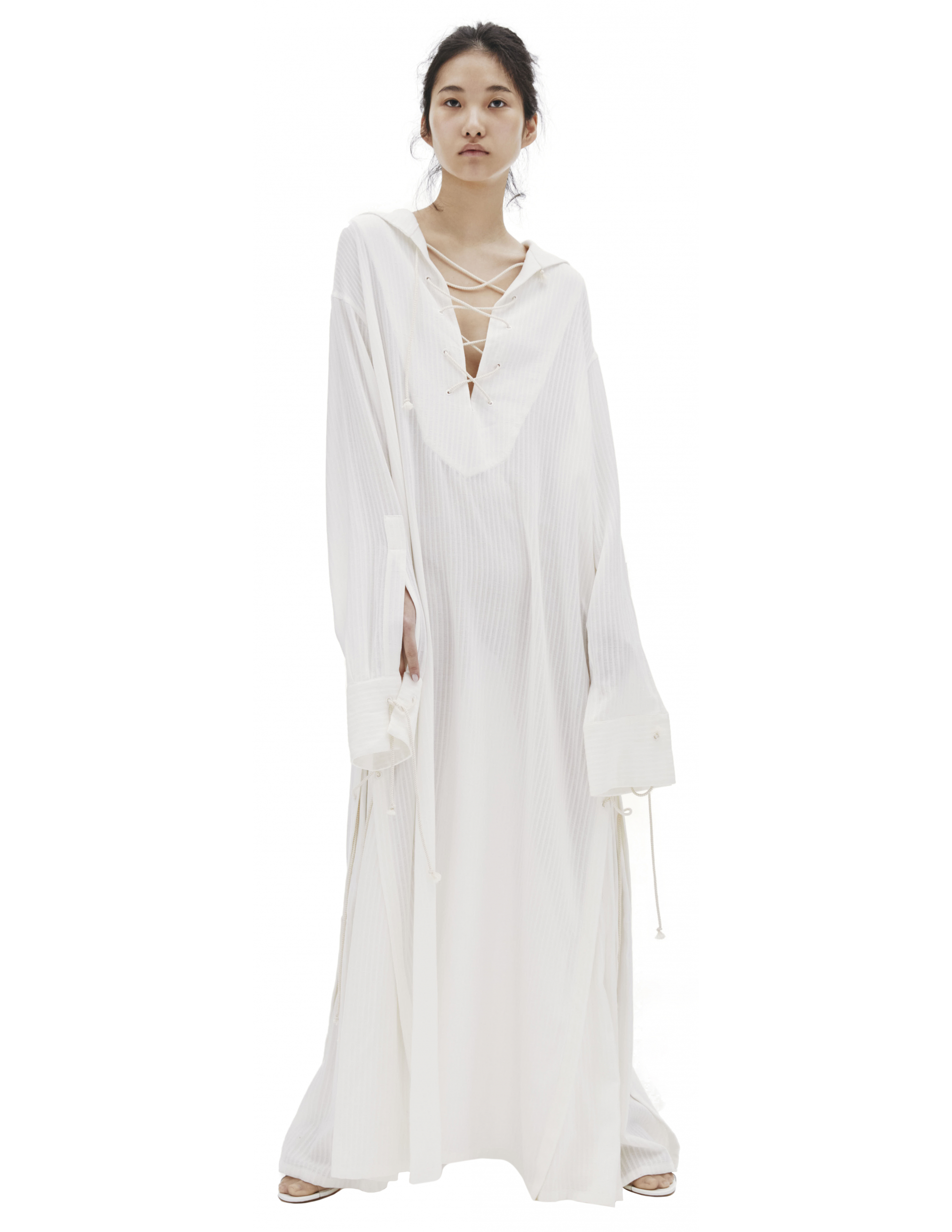 Белое платье со шнуровкой Ann Demeulemeester 2001-2216-P-156-005, размер 40;38 - фото 1