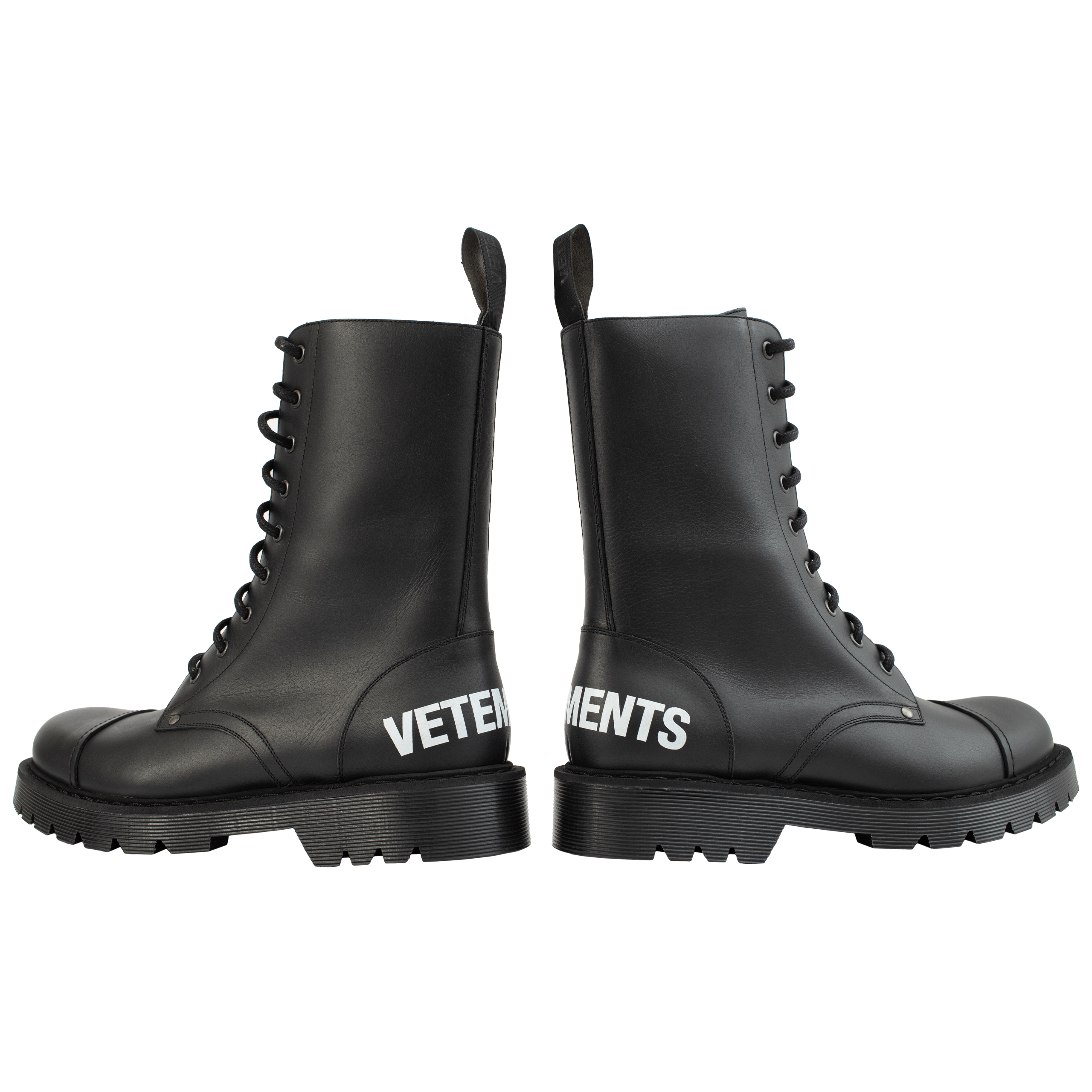 Черные ботинки на шнуровке с логотипом Vetements UA52BO200B/2414, размер 45;43;42;41;40;39 UA52BO200B/2414 - фото 1