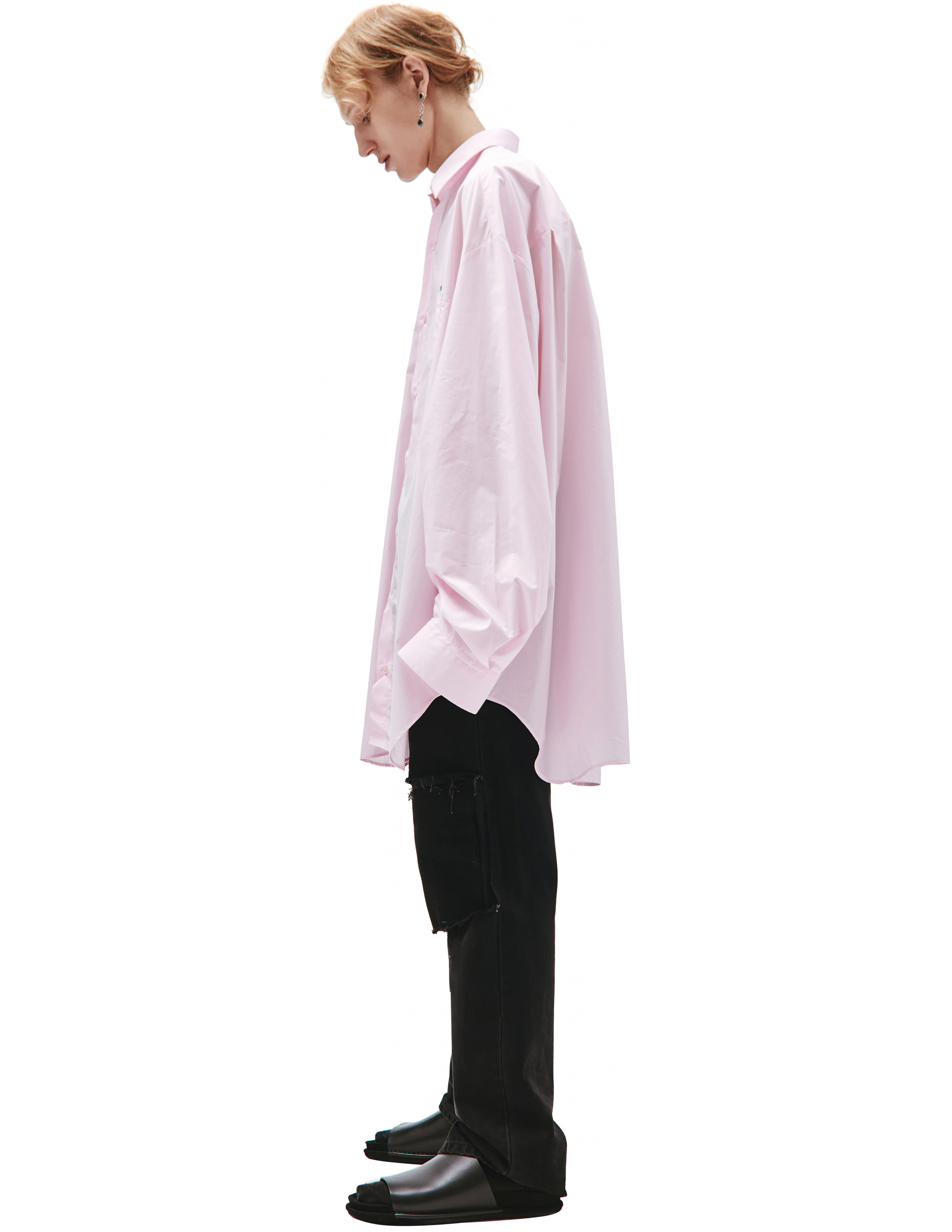 Розовая Оверсайз рубашка с принтом Raf Simons 212-M251-10007-0034, размер 52;50;48;46 - фото 2