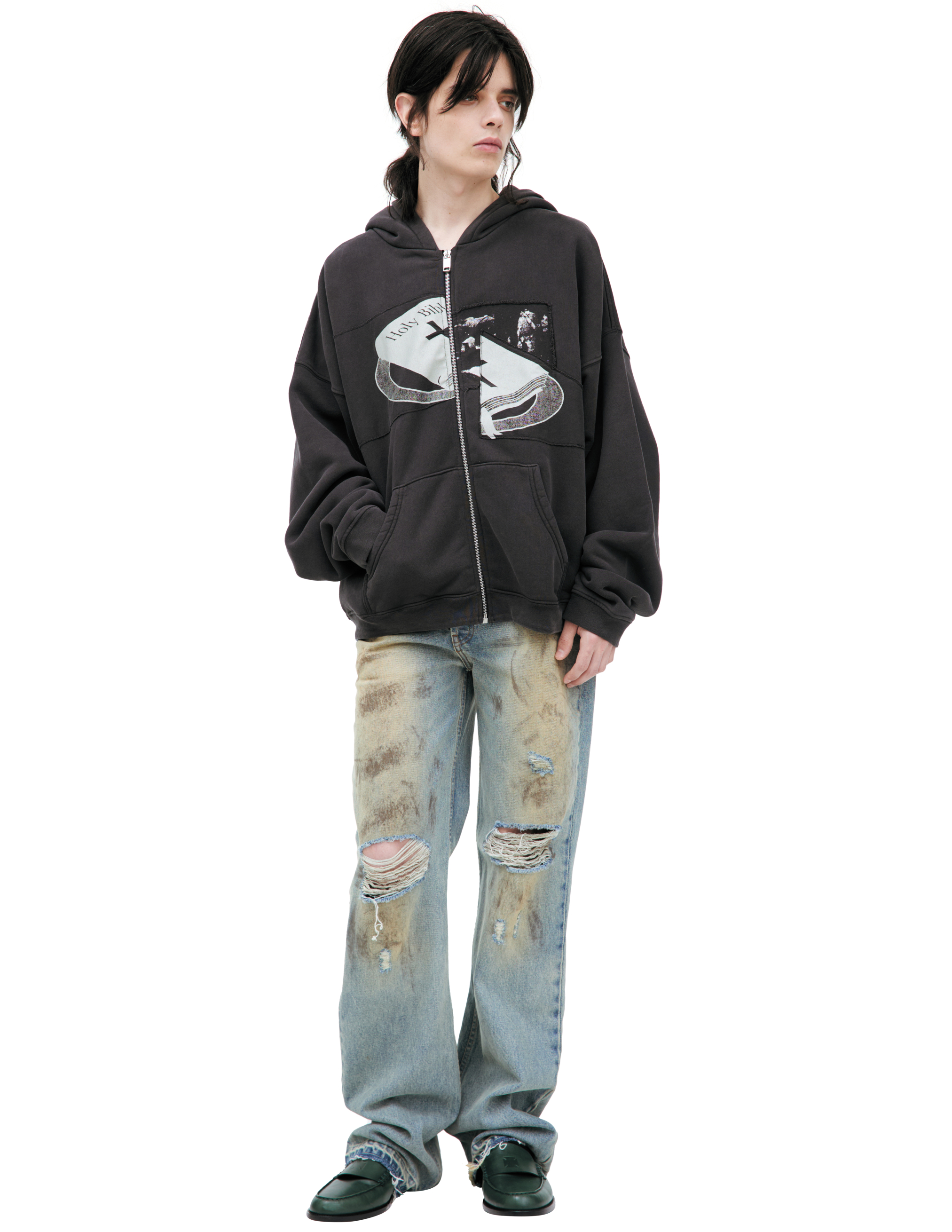 Черное худи на молнии