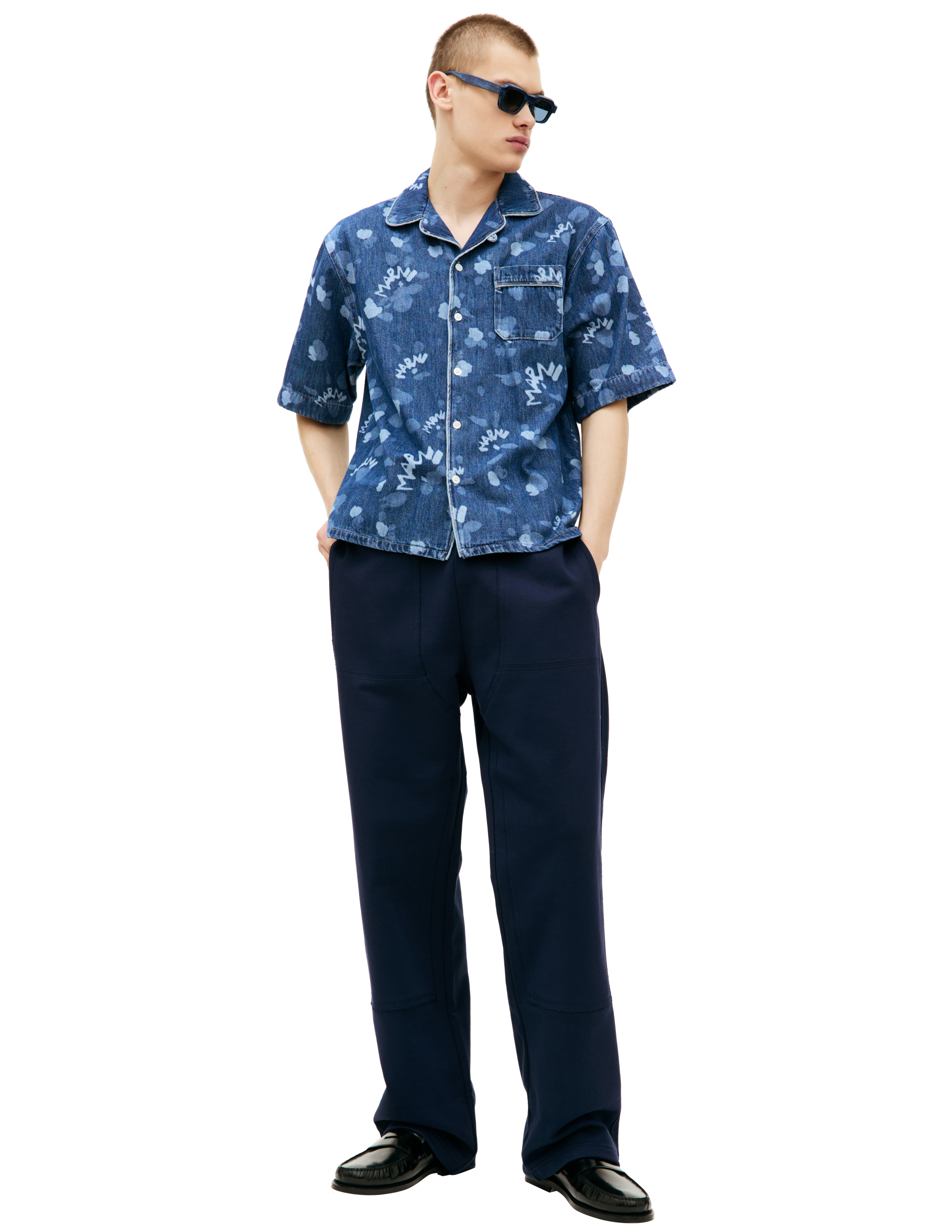 Джинсовая рубашка с коротким рукавом Marni CUJU0017I1/USCW08/MDB50, размер 48;52