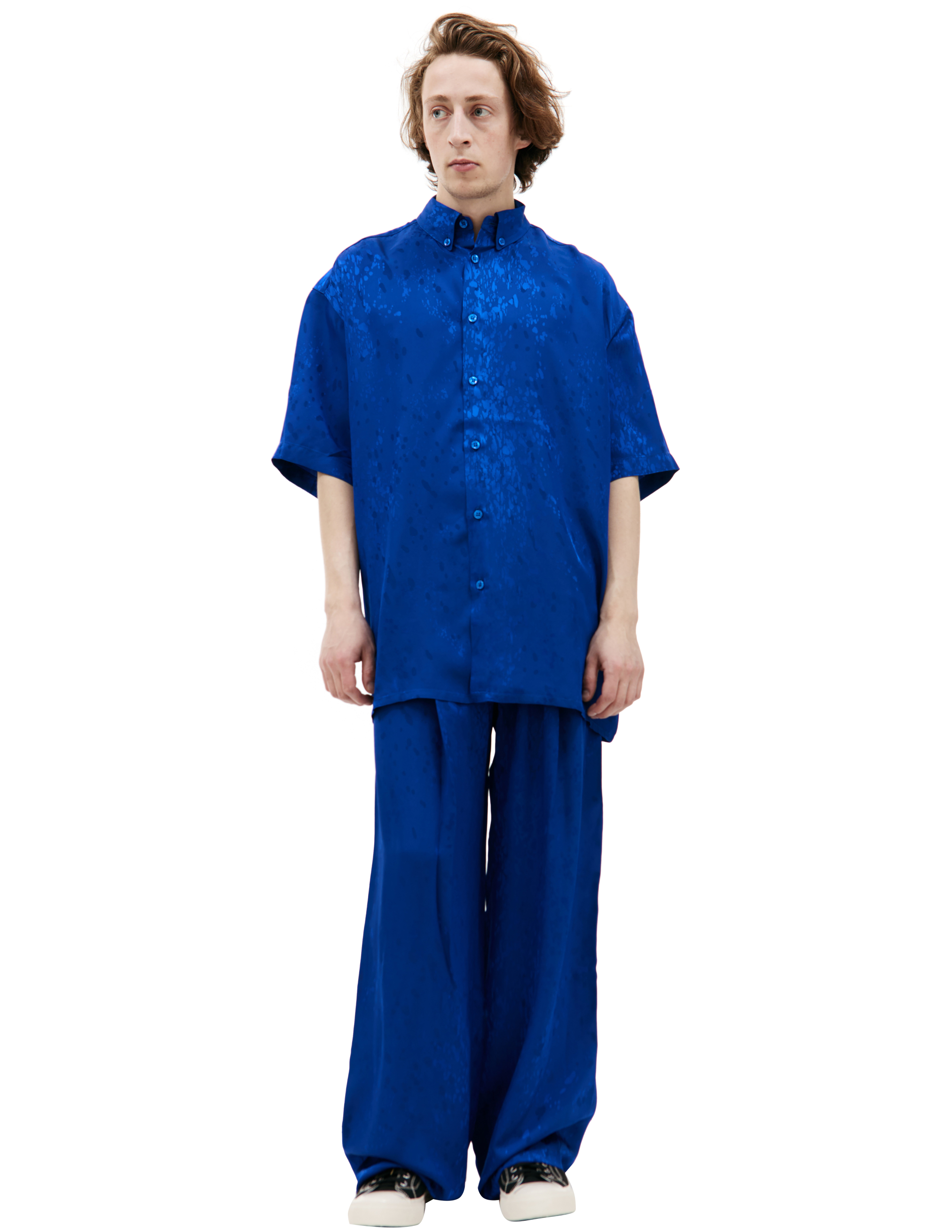 Синяя рубашка с короткими рукавами LOUIS GABRIEL NOUCHI 0531/T714/029, размер M;XL