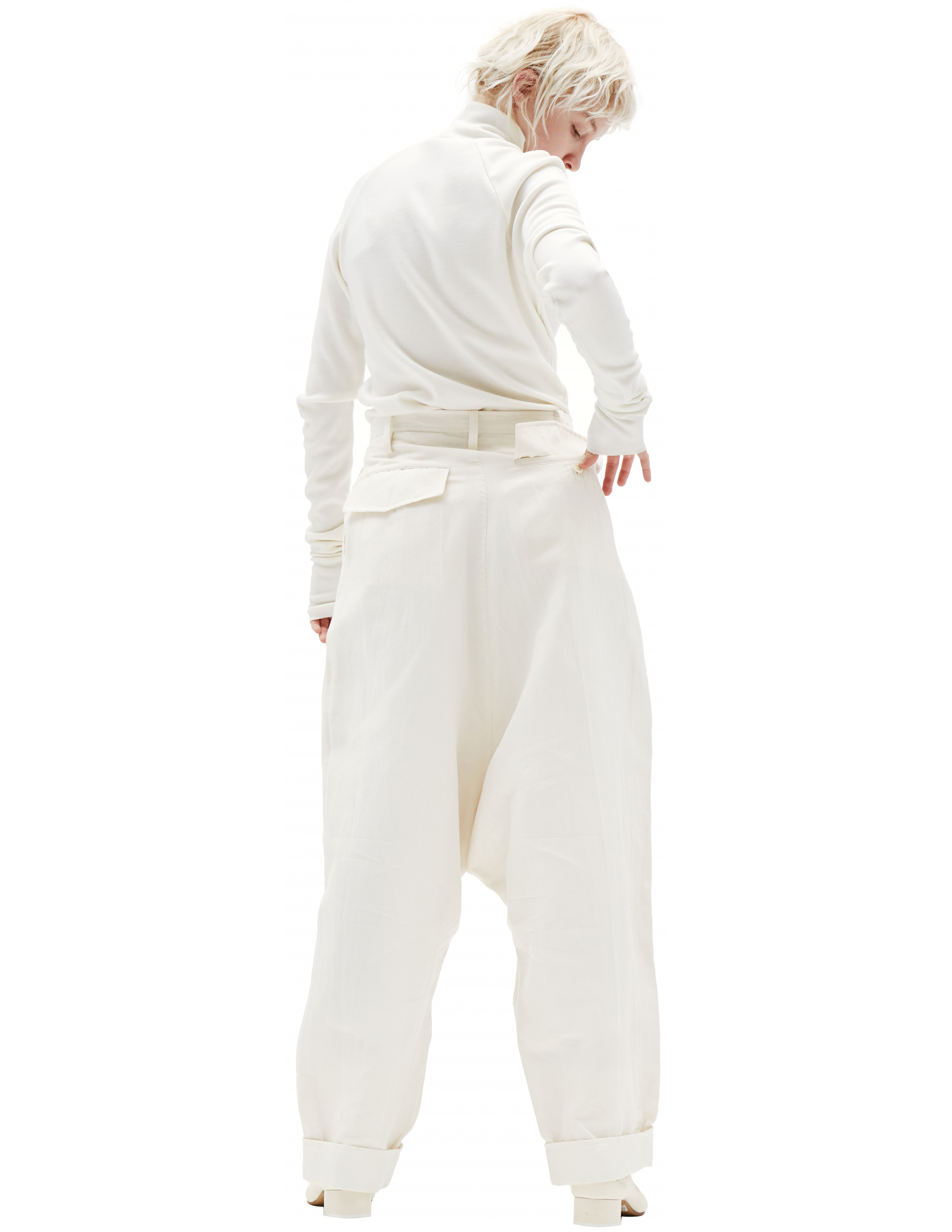 Широкие брюки из льна и хлопка - Ys YW-P15-009/ivory Фото 2