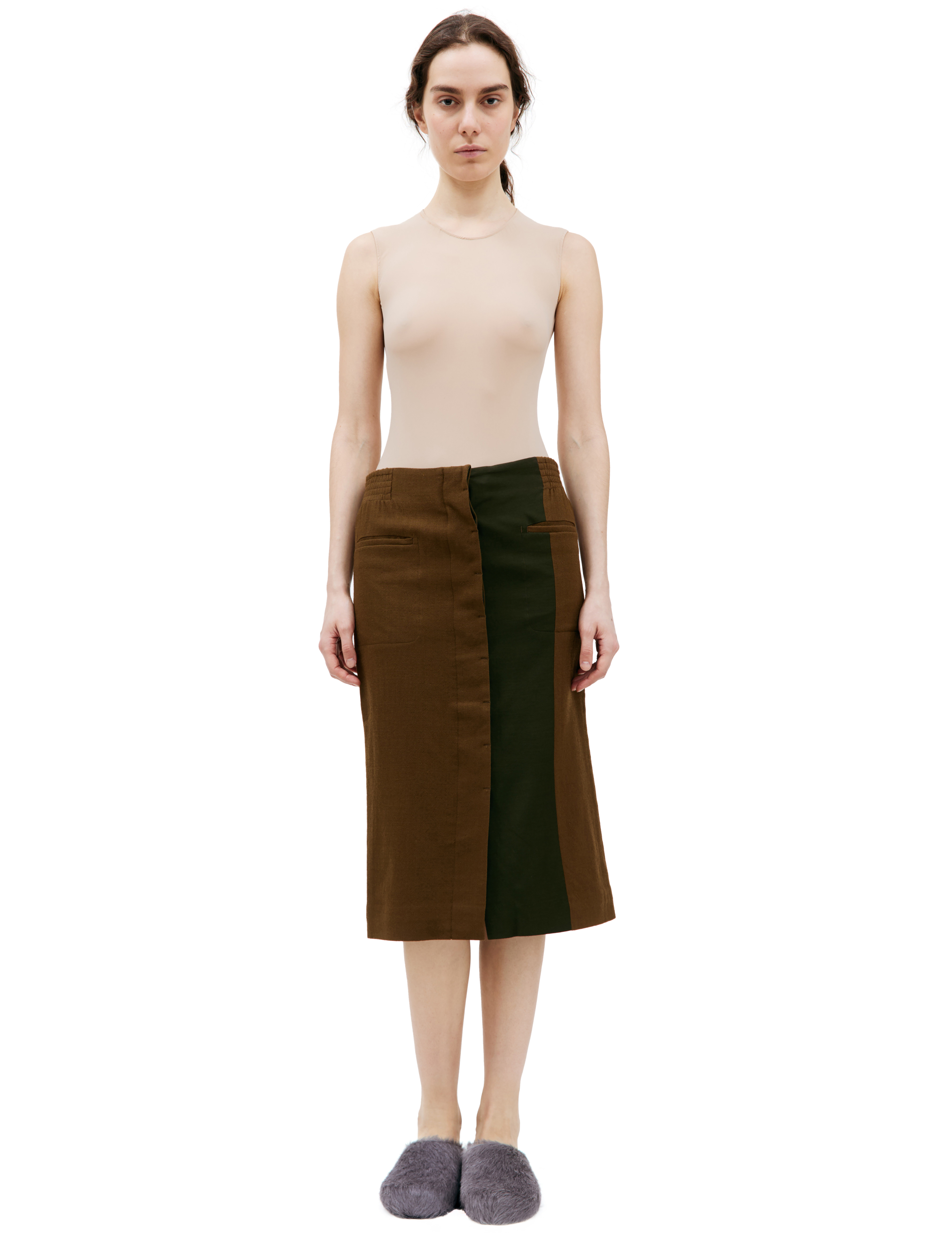 Шерстяная юбка цвета хаки Haider Ackermann 184-5600-435-035, размер sm