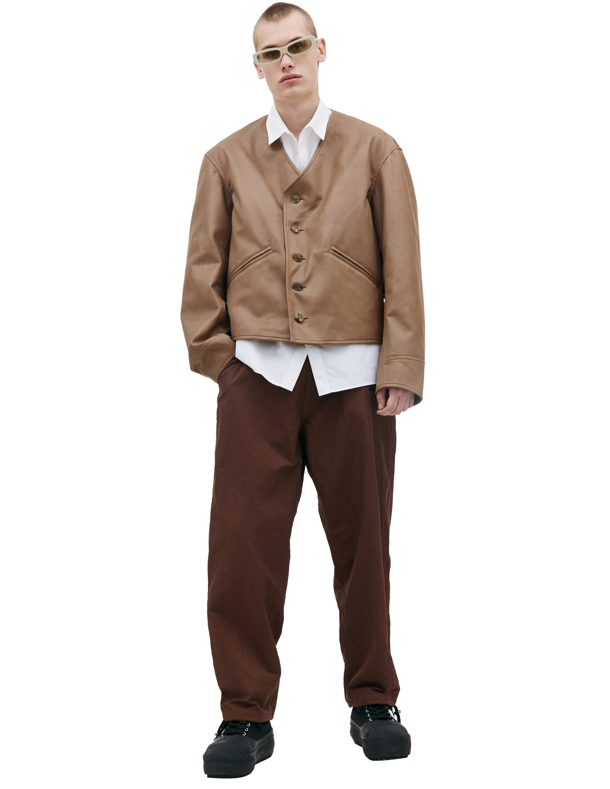 Укороченная куртка с карманами CAERUS JK-004/BROWN, размер 2