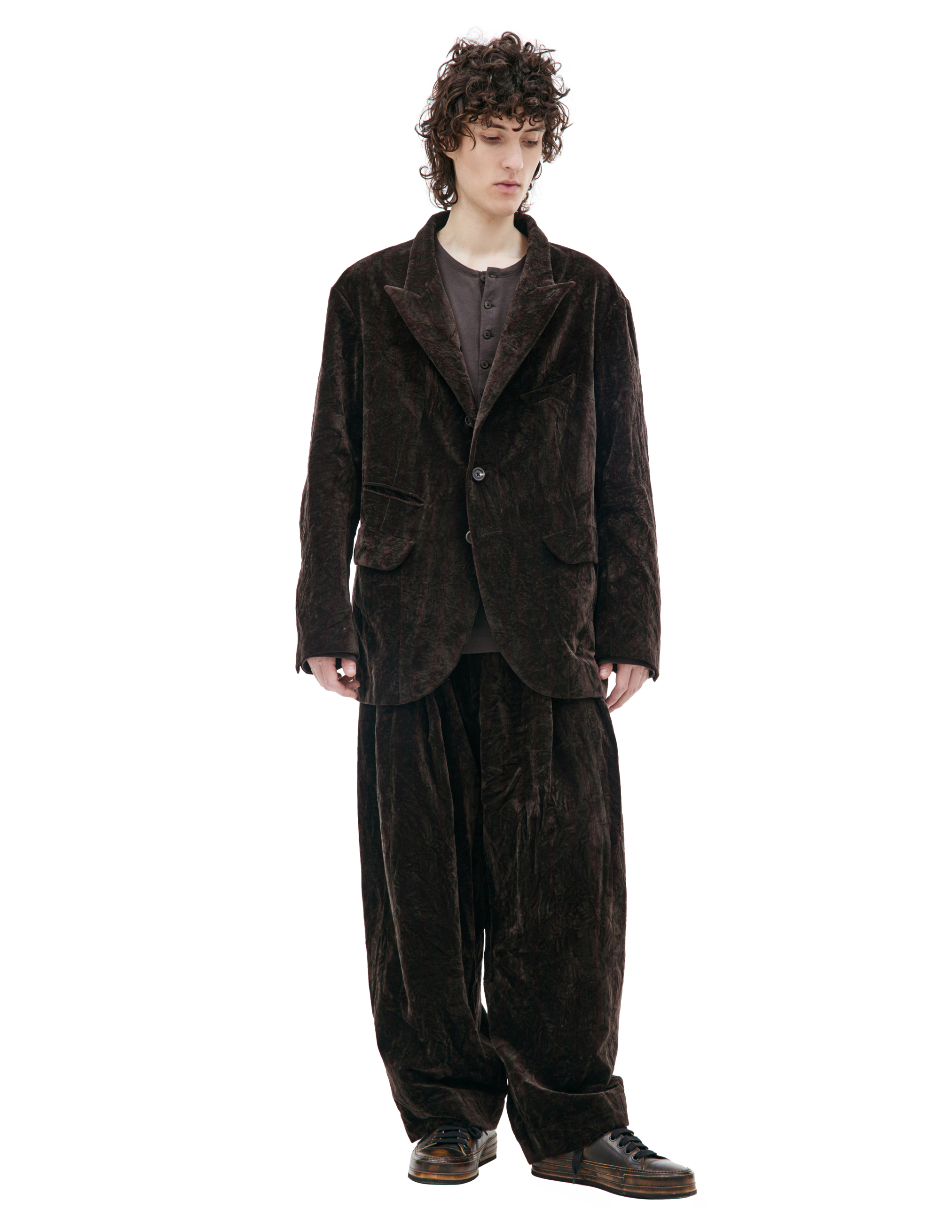 Бархатный пиджак с воротником-стойкой Ziggy Chen 0M2330917, размер 50;52 - фото 3