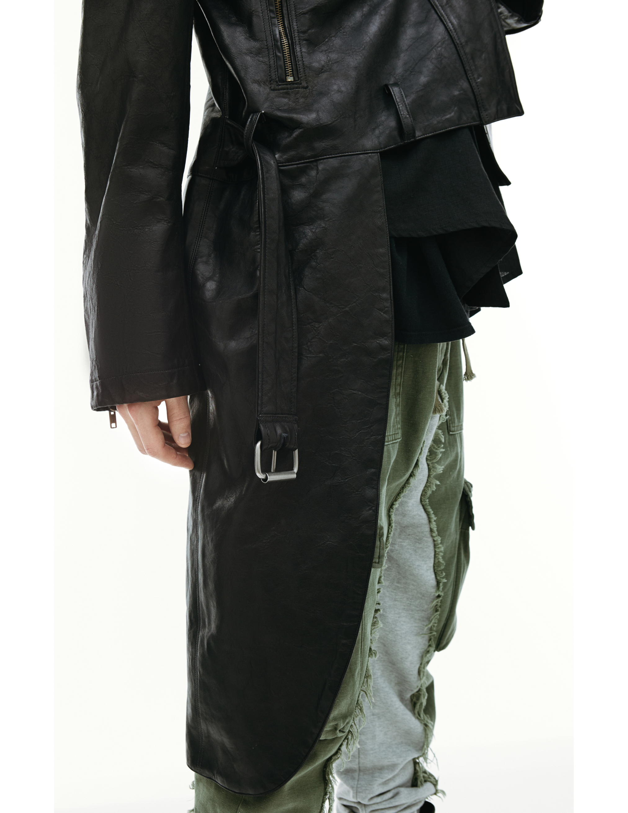 Черное пальто из кожи Greg Lauren FM026, размер 4 - фото 5