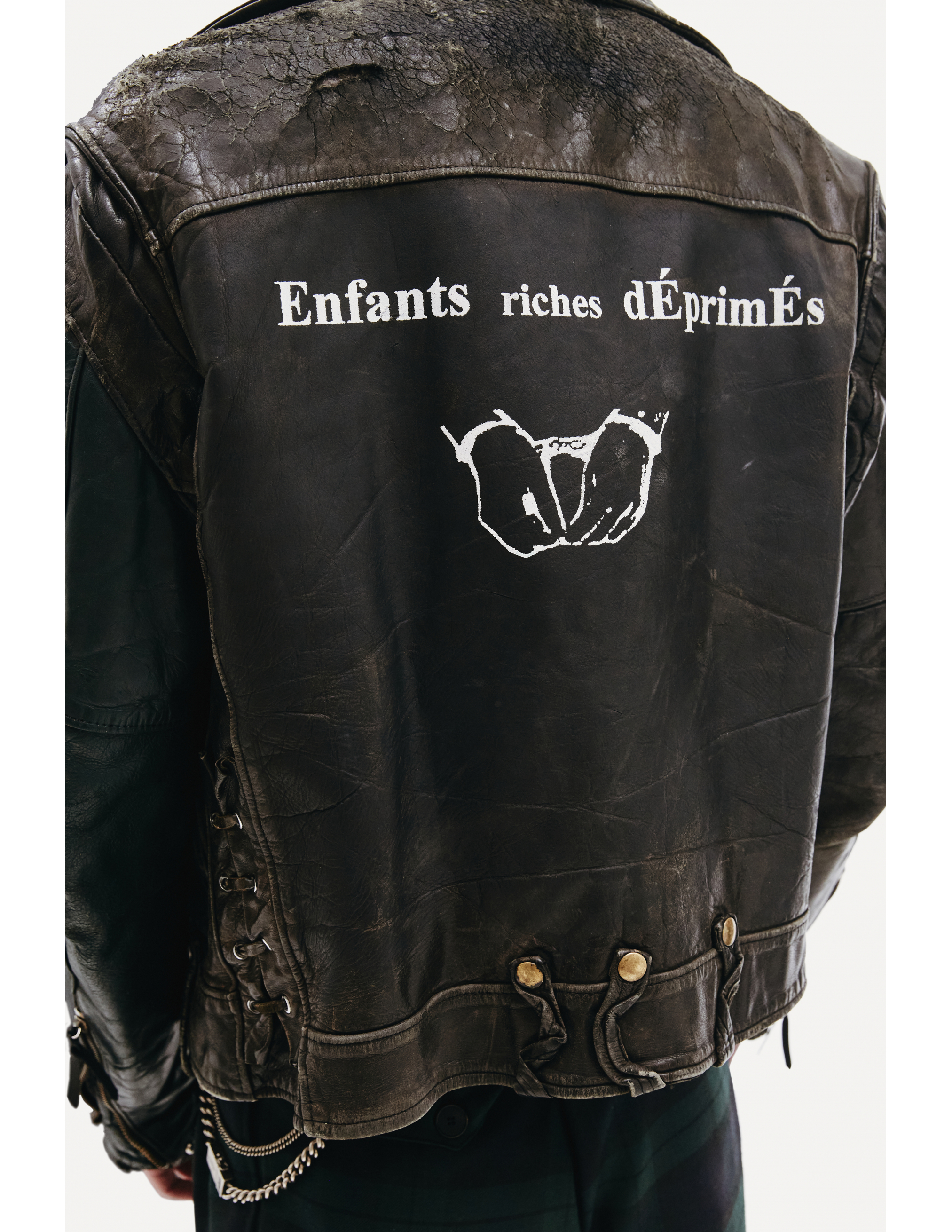 Кожаная куртка с принтом на спине - Enfants Riches Deprimes  030/EXCL/B1/blk Фото 9