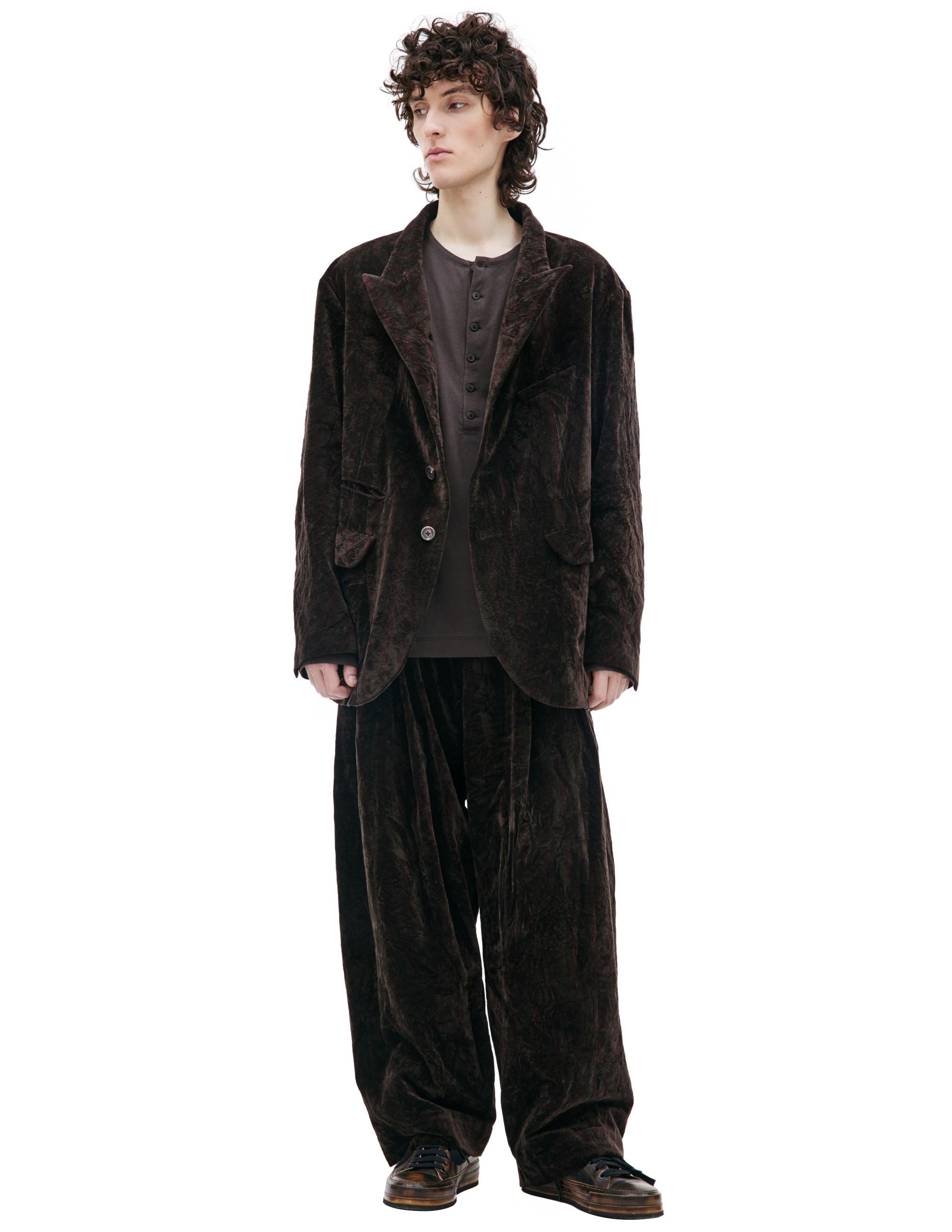 Бархатный пиджак с воротником-стойкой Ziggy Chen 0M2330917, размер 50;52 - фото 1