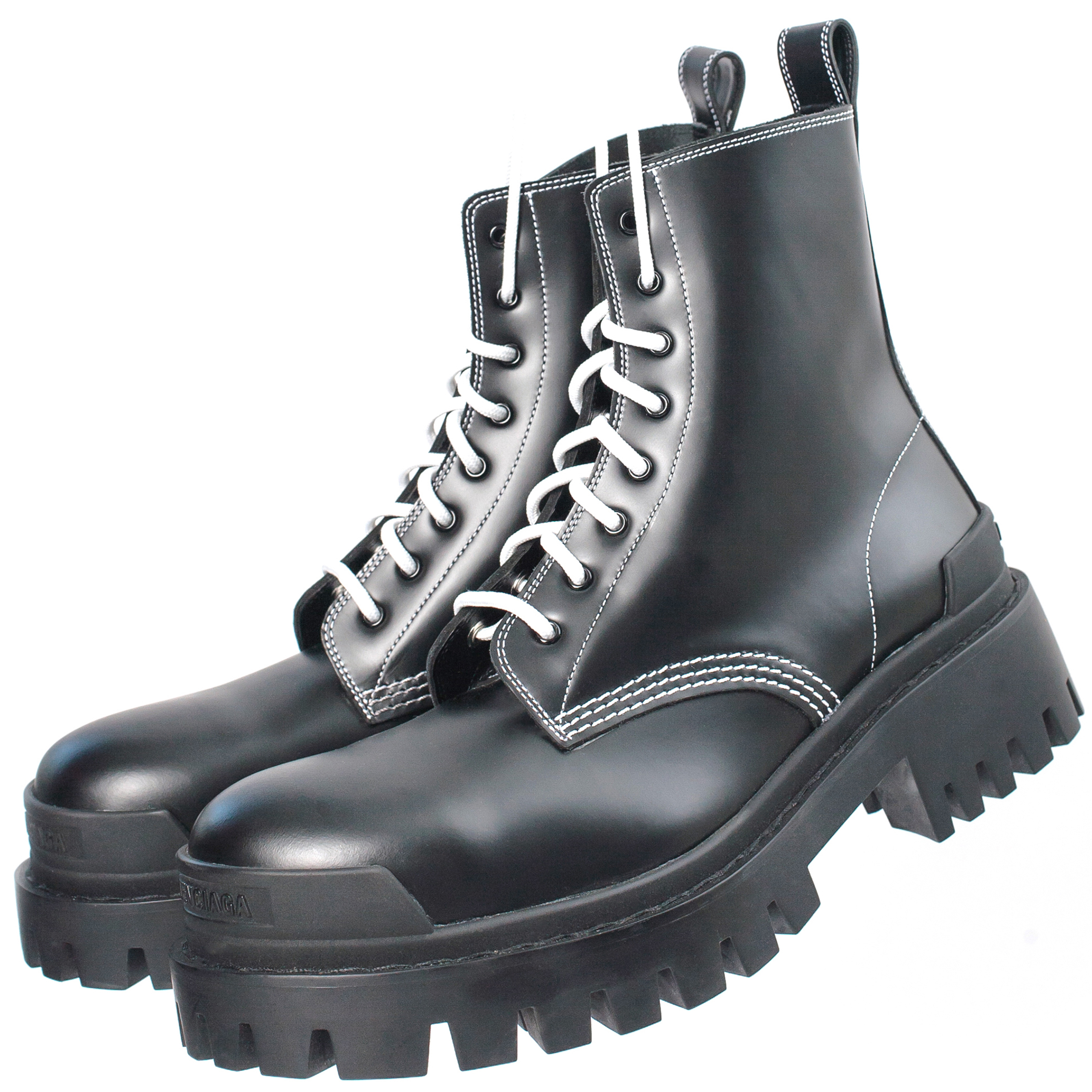 Кожаные ботинки Strike с белыми шнурками Balenciaga 590974/WA964/1070, размер 41