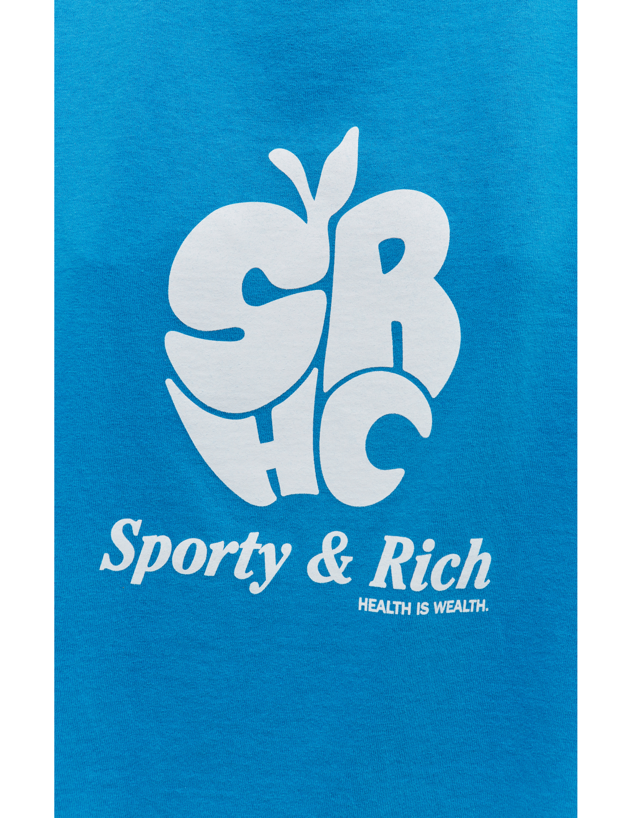 Голубая футболка с принтом Apple SRHC SPORTY & RICH TS482OC, размер L;M;XL - фото 5