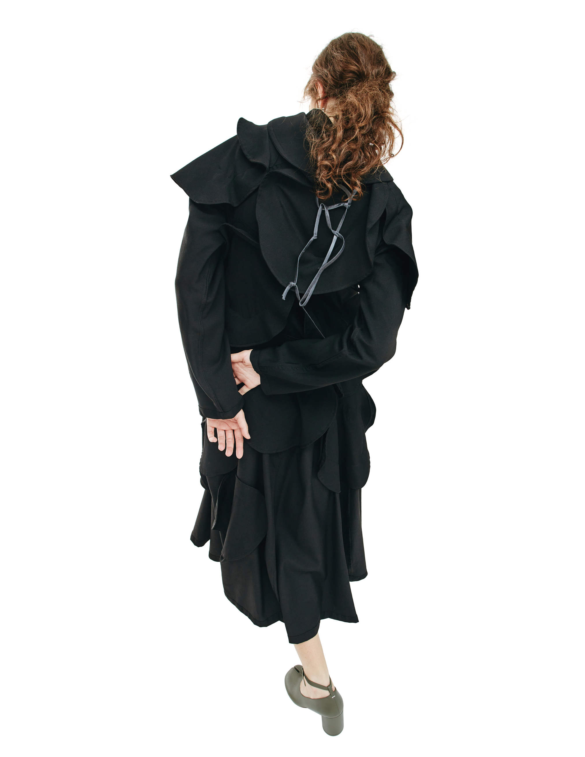 Черное деконструированное пальто из шерсти Yohji Yamamoto FC-C06-100-1, размер sm - фото 6