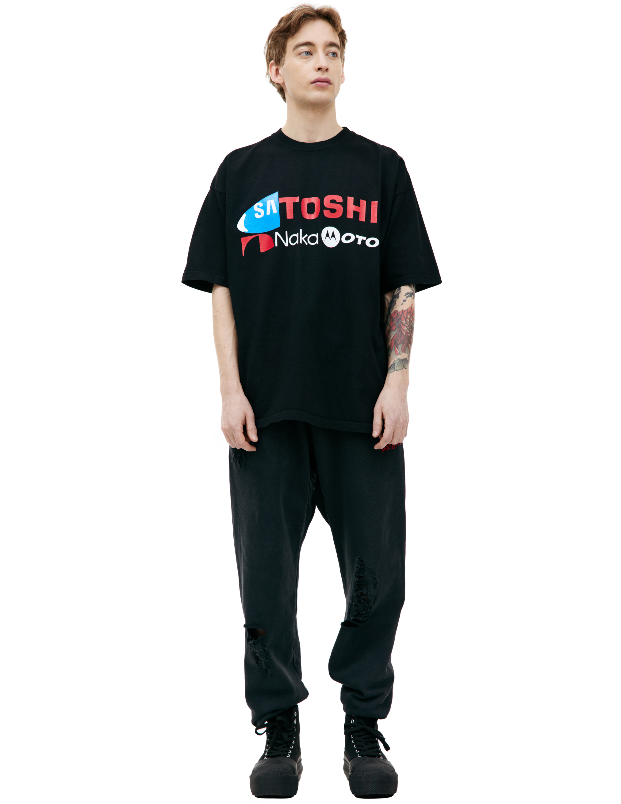Черная футболка с логотипом Satoshi Nakamoto SS24TE004, размер M;L;XL;XXL - фото 1