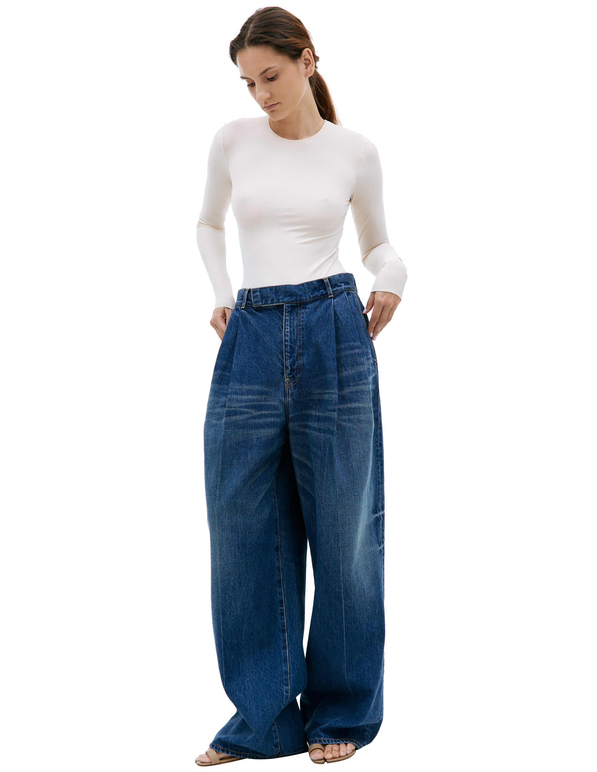 Широкие джинсы с защипами Undercover UC1C1504-2/INDIGO, размер 3 UC1C1504-2/INDIGO - фото 1