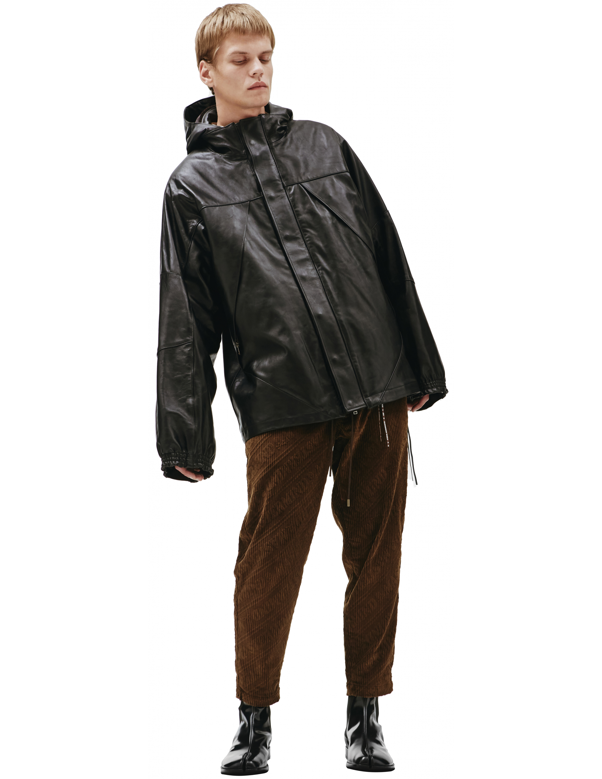 Черная кожаная куртка с логотипом Mastermind WORLD MJ21E07/BL028/700, размер L MJ21E07/BL028/700 - фото 1