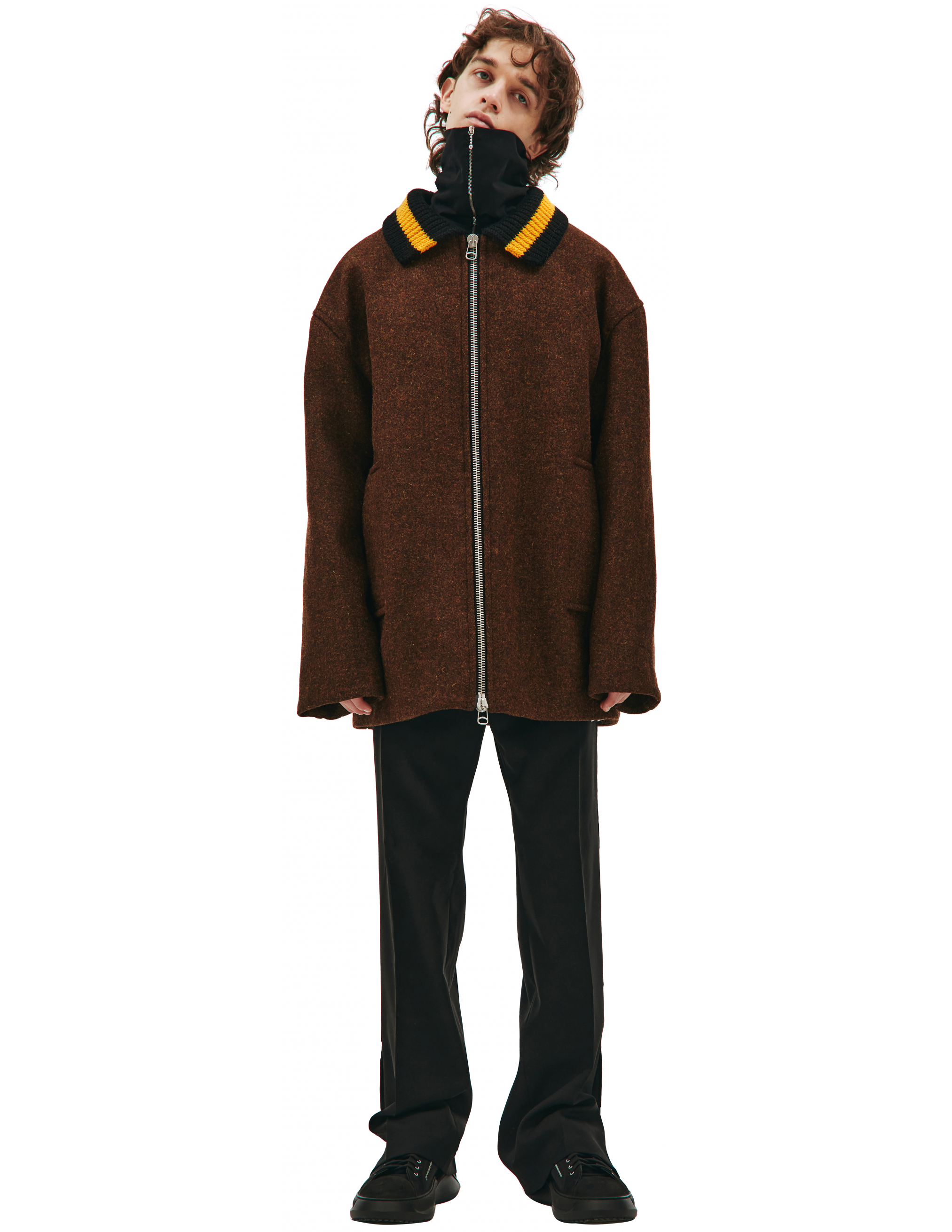 Куртка из шерсти с вязаным воротником OAMC OAMT412501/OT204000/207, размер XL;L