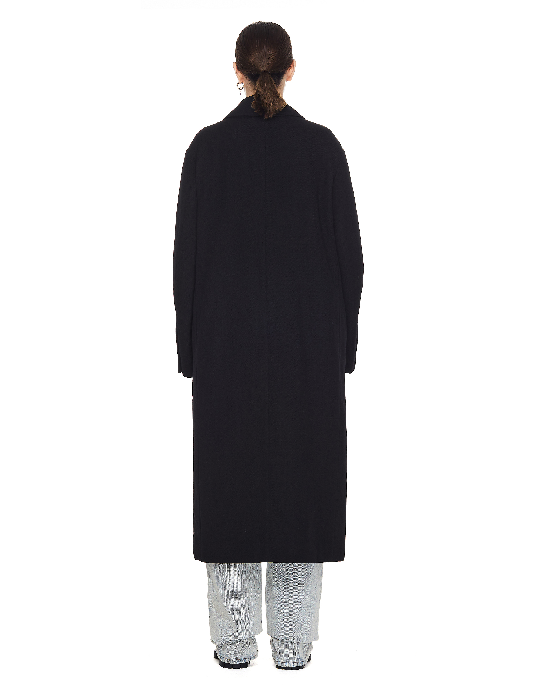 Длинное двубортное пальто из шерсти и хлопка - Ann Demeulemeester 2002-1114-P-167-099 Фото 3