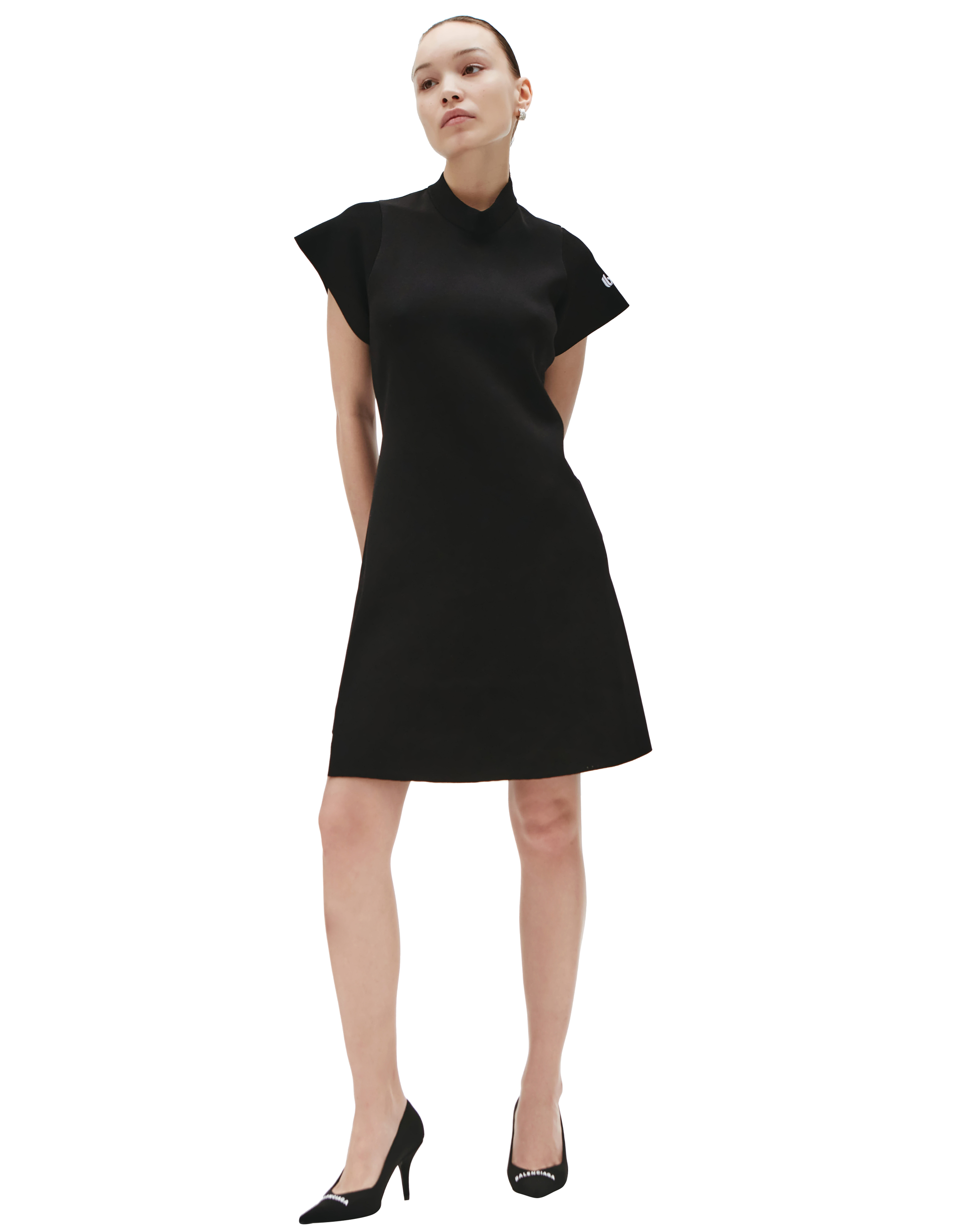 Эластичное платье-мини с контрастным логотипом Balenciaga 681973/T5165/1000, размер S;M;L