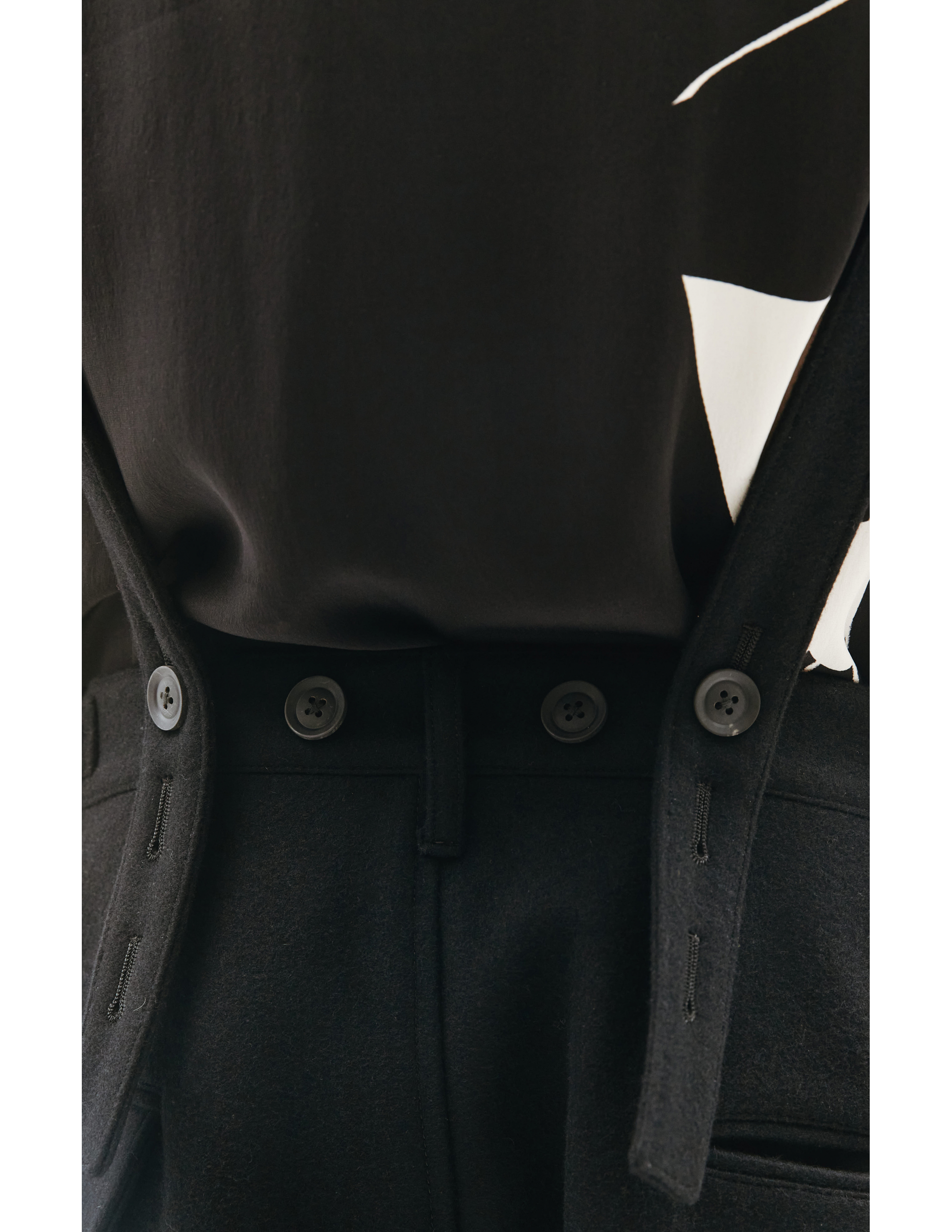 Шерстяные брюки с подтяжками Yohji Yamamoto HX-P62-122-1, размер 3;4 - фото 5
