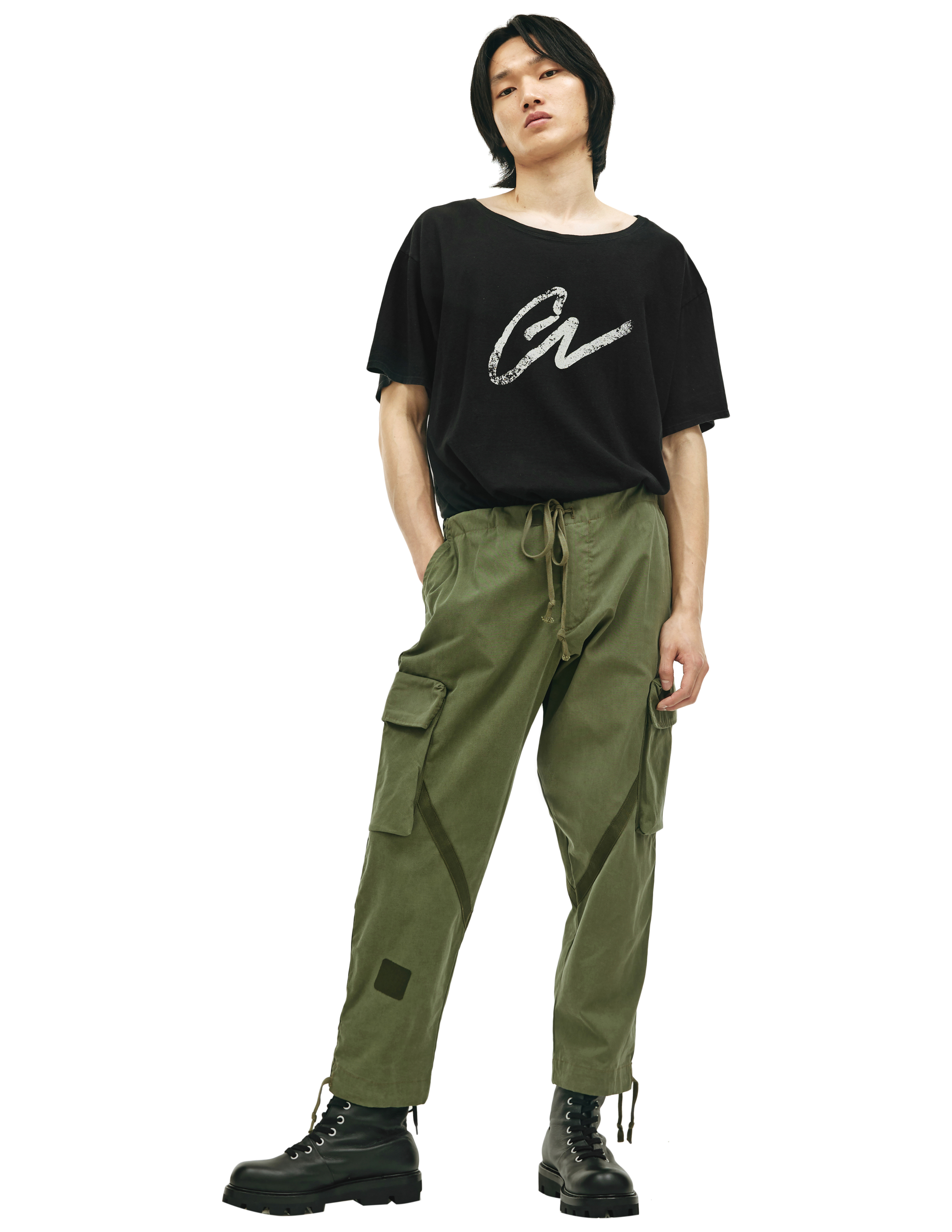Зеленые брюки карго Greg Lauren EM227/ARMY, размер 5