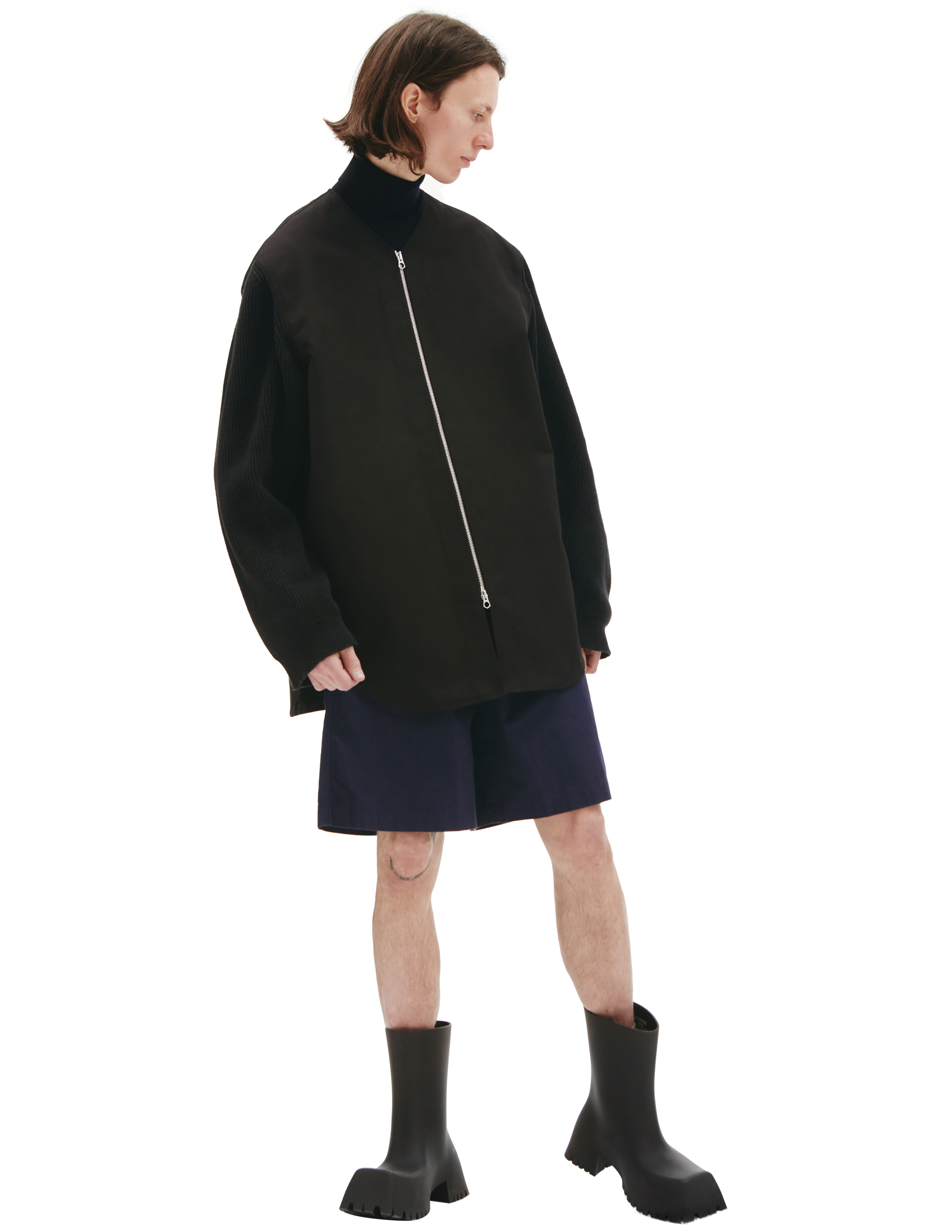 Черная комбинированная куртка Jil Sander JSMU420501/MU242000/001, размер 54