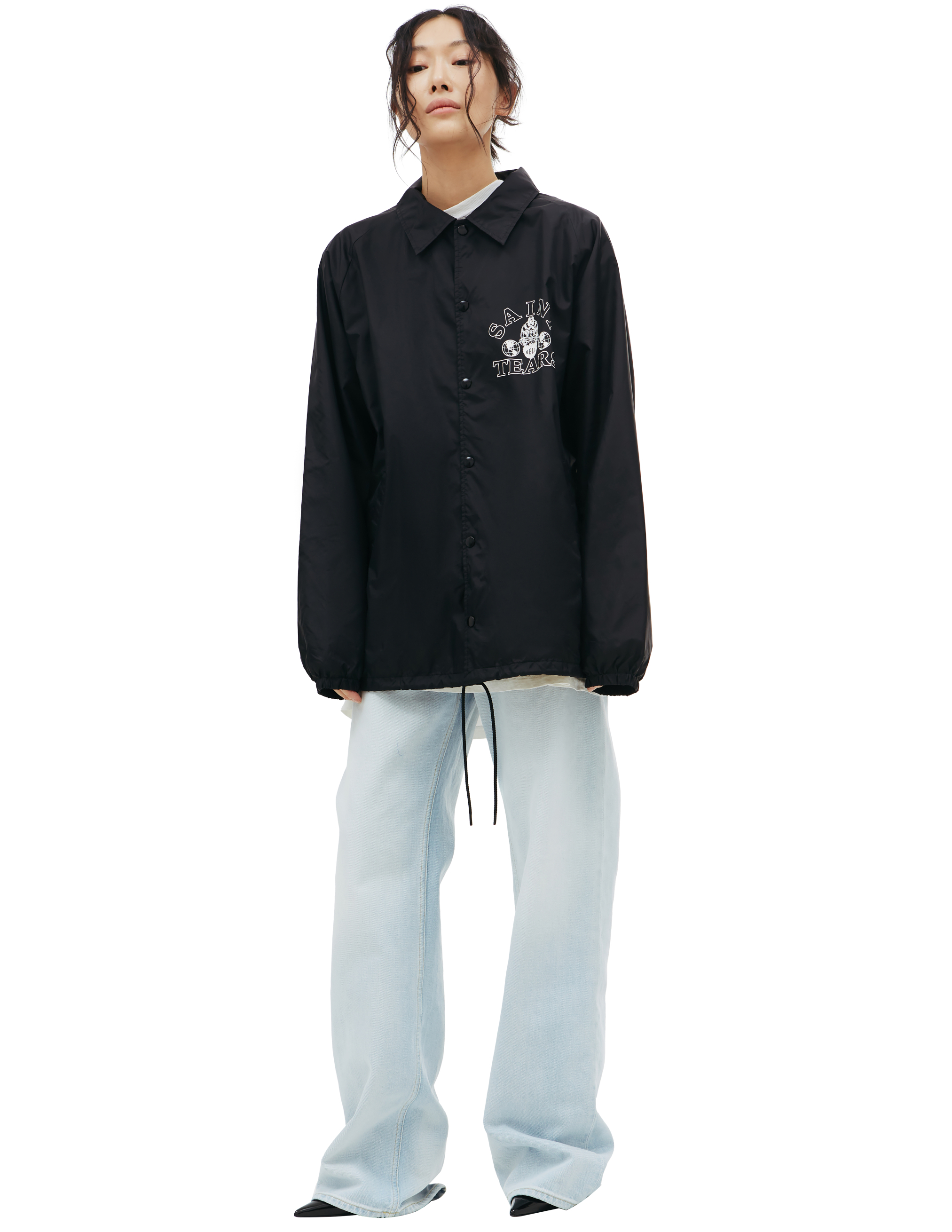 Нейлоновая куртка Saint Michael x Denim Tears с принтом Saint Michael SM-A22-0000-091, размер XL;L