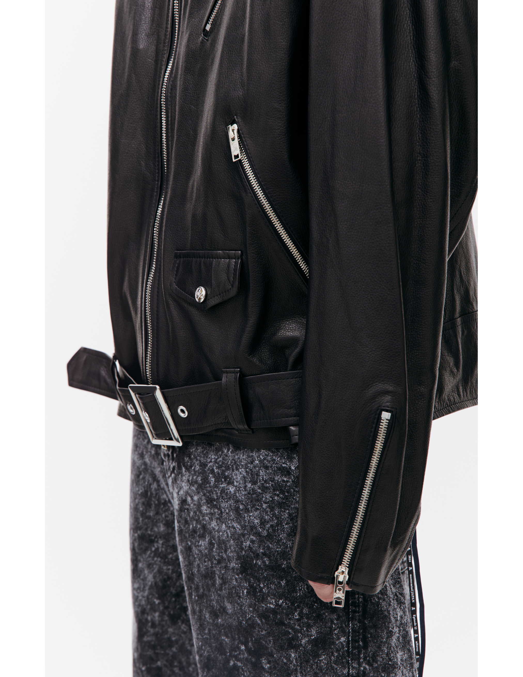 Кожаная куртка с принтом Mastermind WORLD MJ24E12-BL028-700, размер M;XL - фото 6