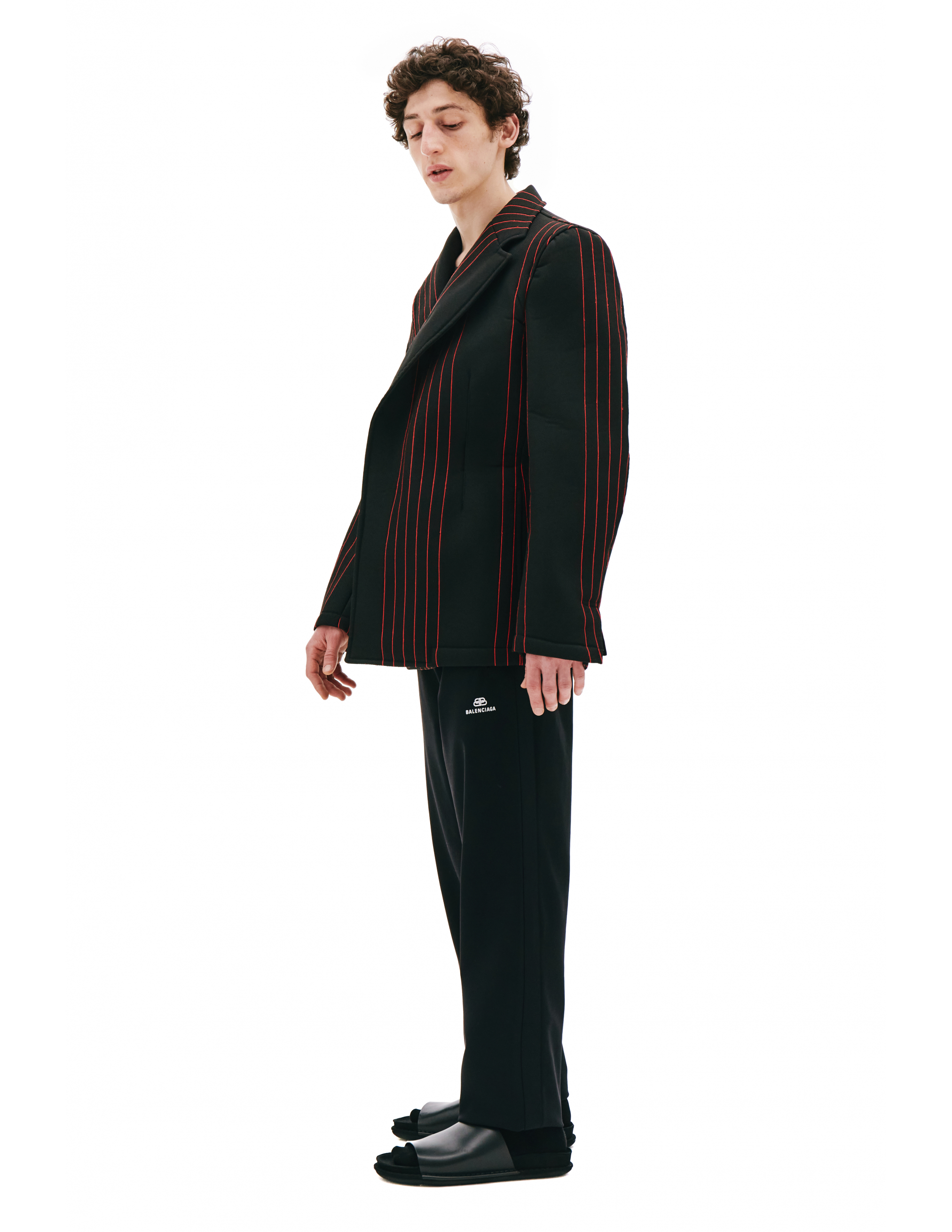 Черный пиджак в красную полоску Comme des Garcons Homme plus PG-J058-051-1, размер XL;L - фото 4