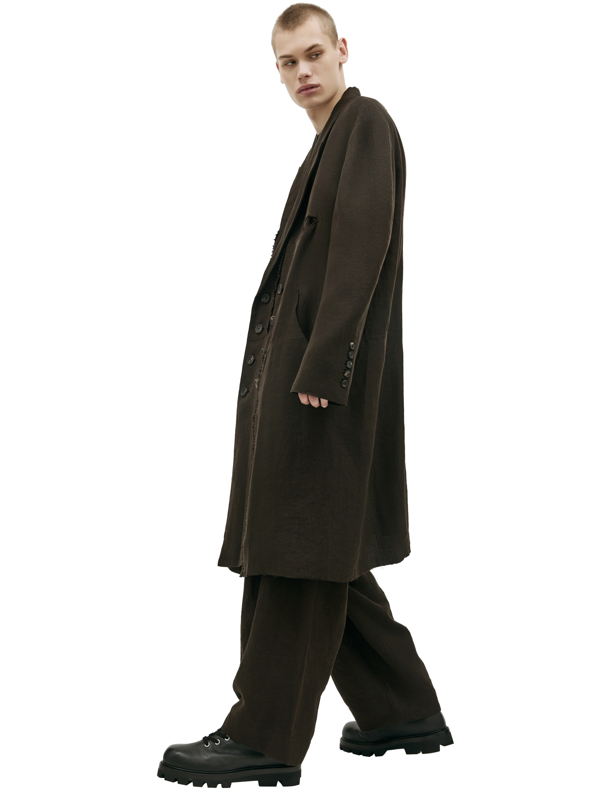 Двубортное пальто изо льна Ziggy Chen 0M2311101, размер 52 - фото 2