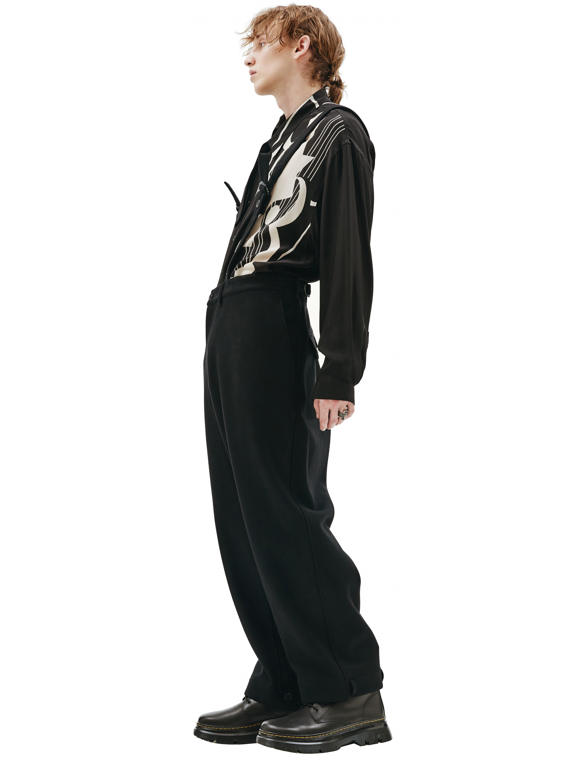 Шерстяные брюки с подтяжками Yohji Yamamoto HX-P62-122-1, размер 3;4 - фото 2