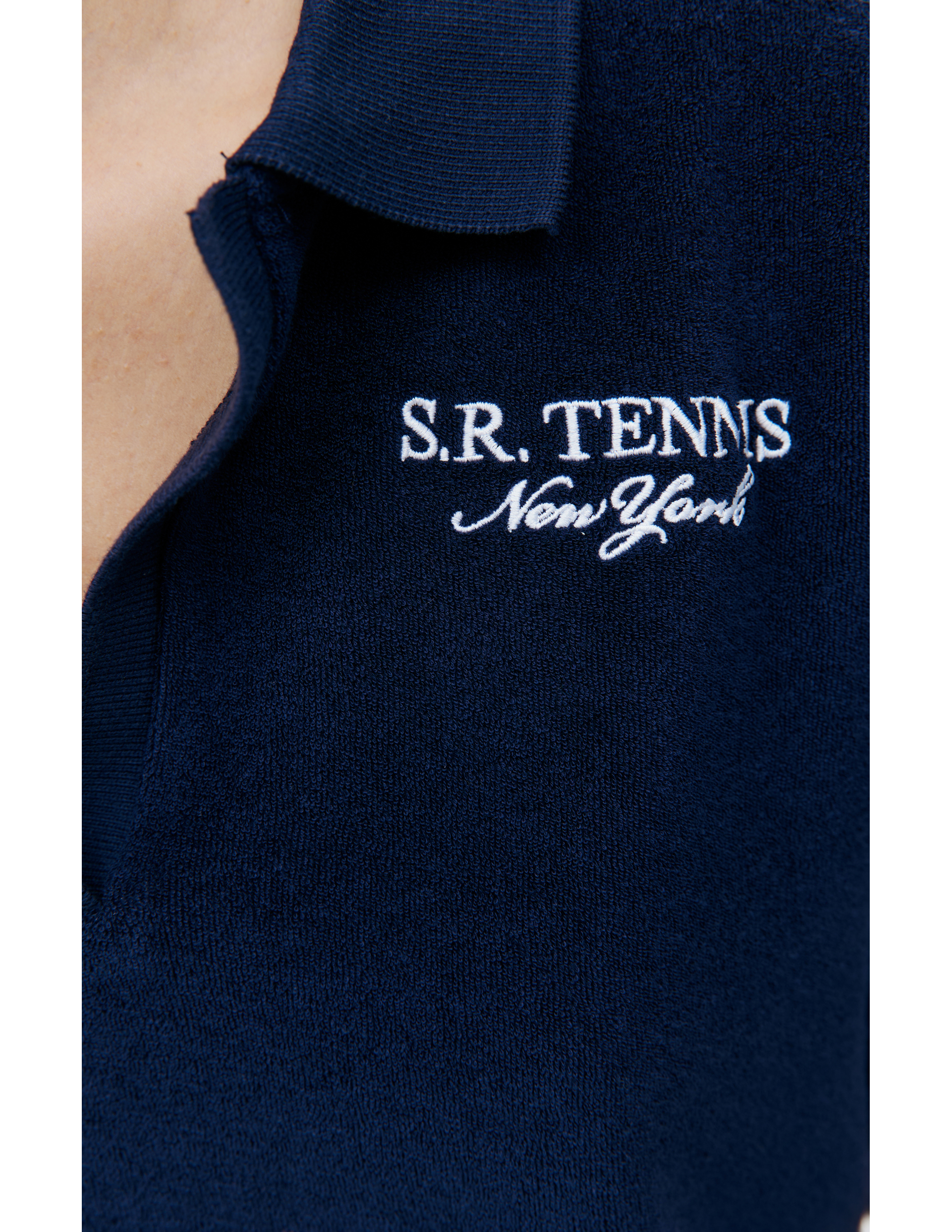 Синее поло с вышивкой SR Tennis SPORTY & RICH PO922NA, размер S;M;L;XL - фото 4