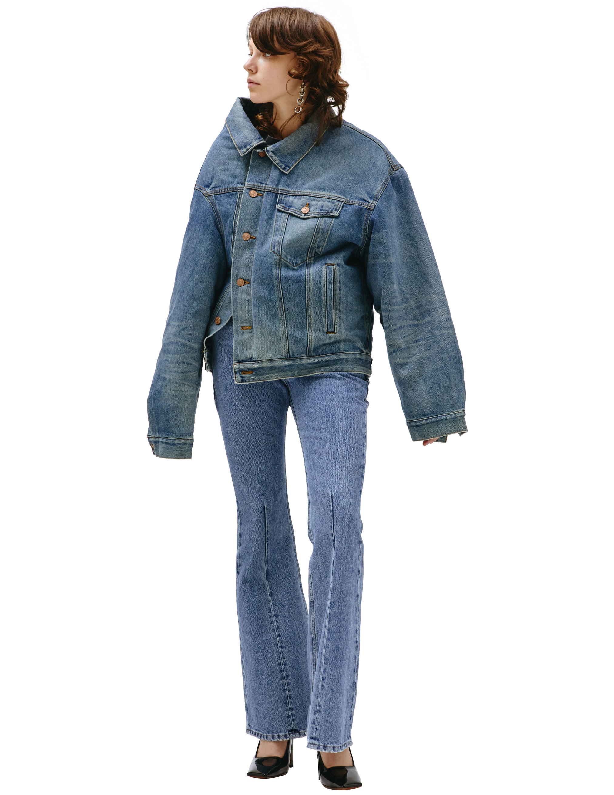 Асимметричная джинсовая куртка - Balenciaga 662747/TDW14/8146
