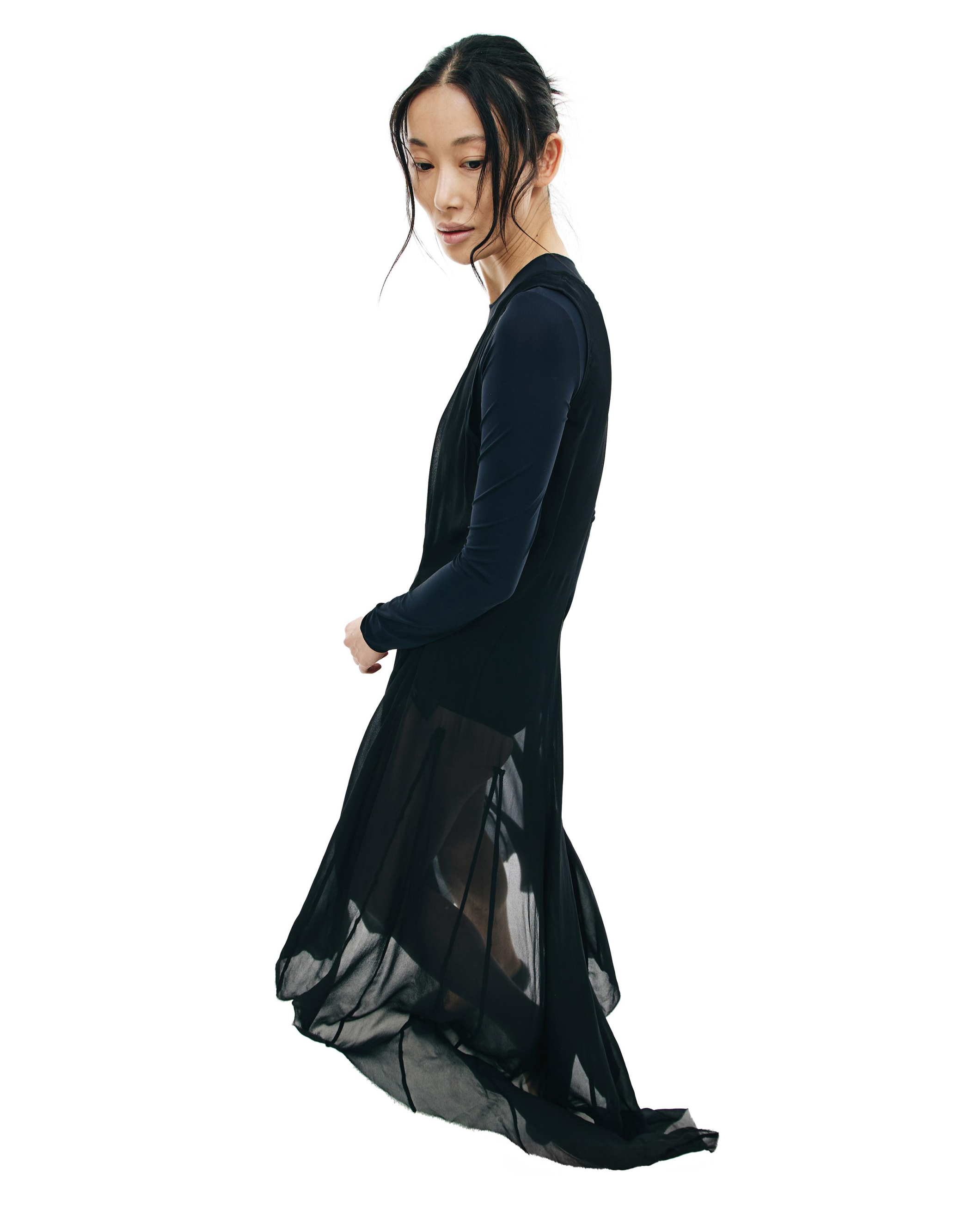 Черное полупрозрачное платье с удлиненной спинкой Ann Demeulemeester 2002-2260-140-099, размер 40;38 - фото 5