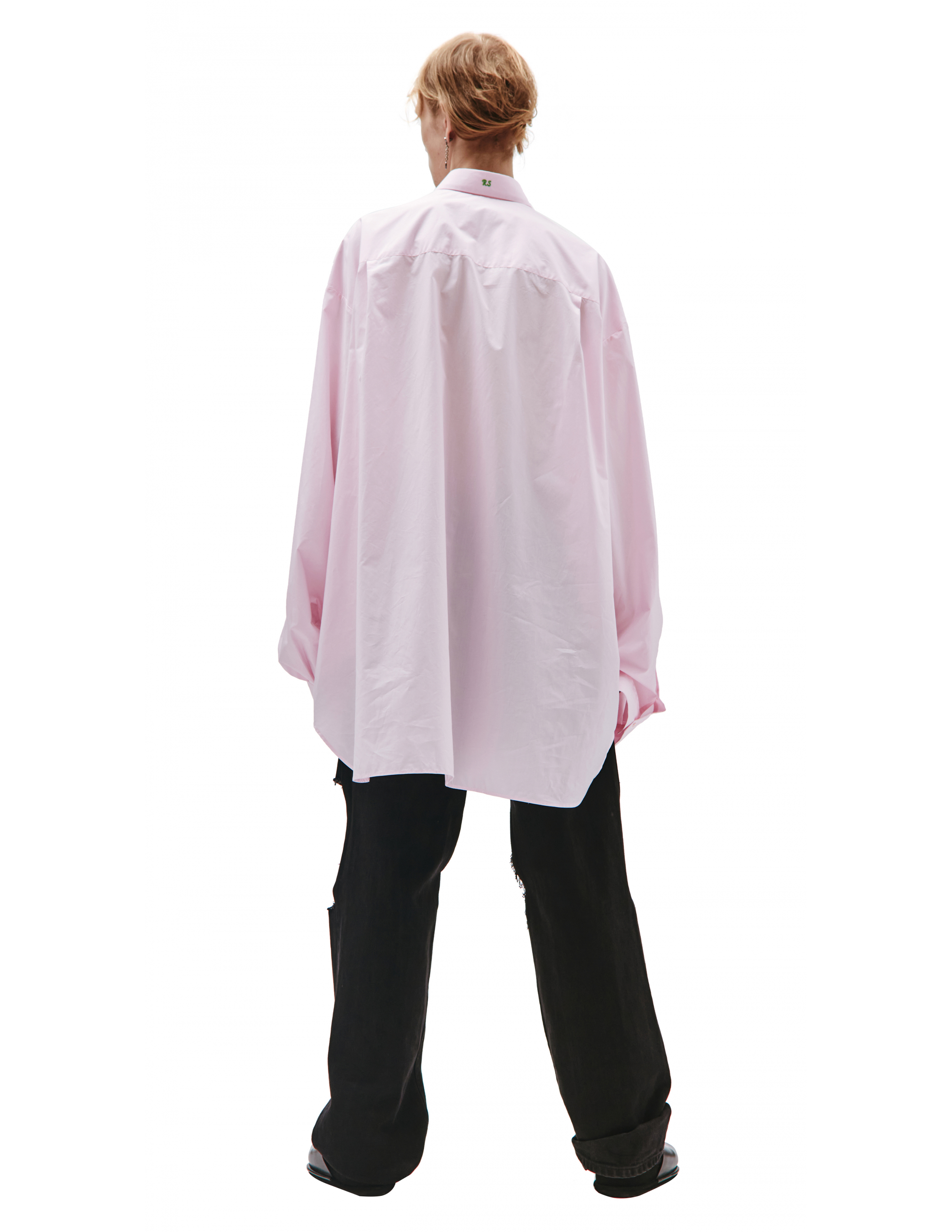 Розовая Оверсайз рубашка с принтом Raf Simons 212-M251-10007-0034, размер 52;50;48;46 - фото 3