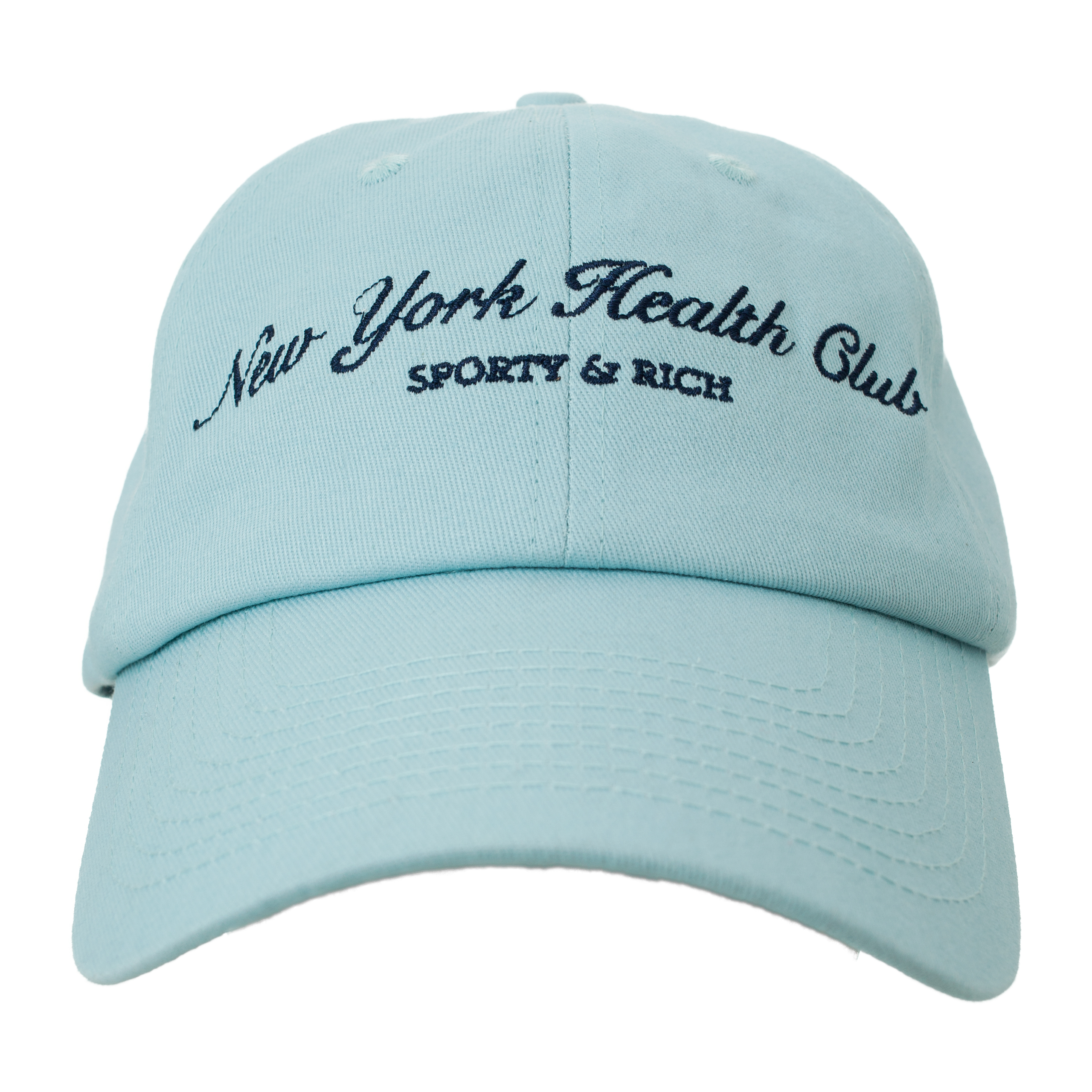 Голубая кепка с вышивкой NY Health Club SPORTY & RICH AC843HO, размер One Size