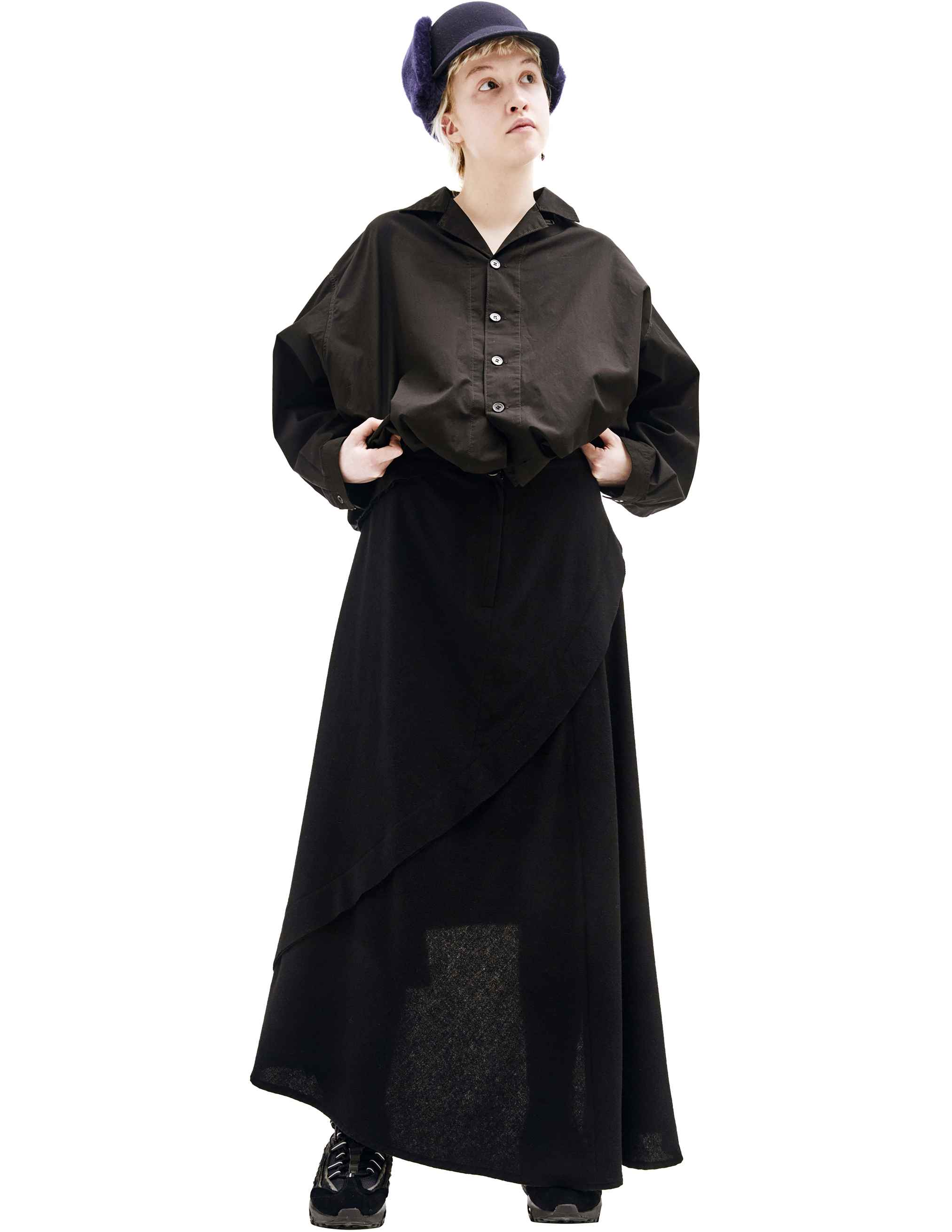 Черная юбка из шерсти - Yohji Yamamoto FV-S11-108/blk