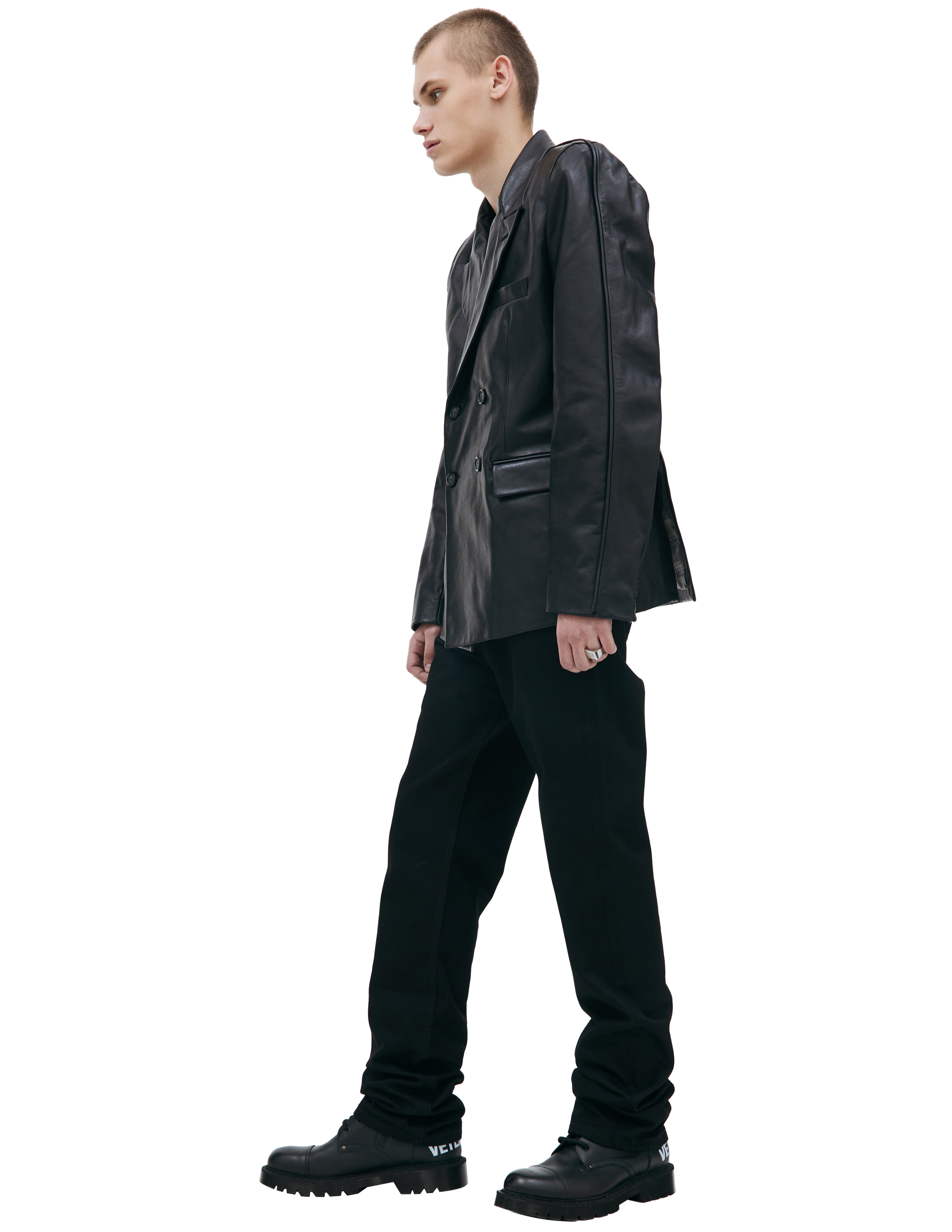 Черный кожаный пиджак VTMNTS VL18JA400B/5316, размер L;XL VL18JA400B/5316 - фото 2