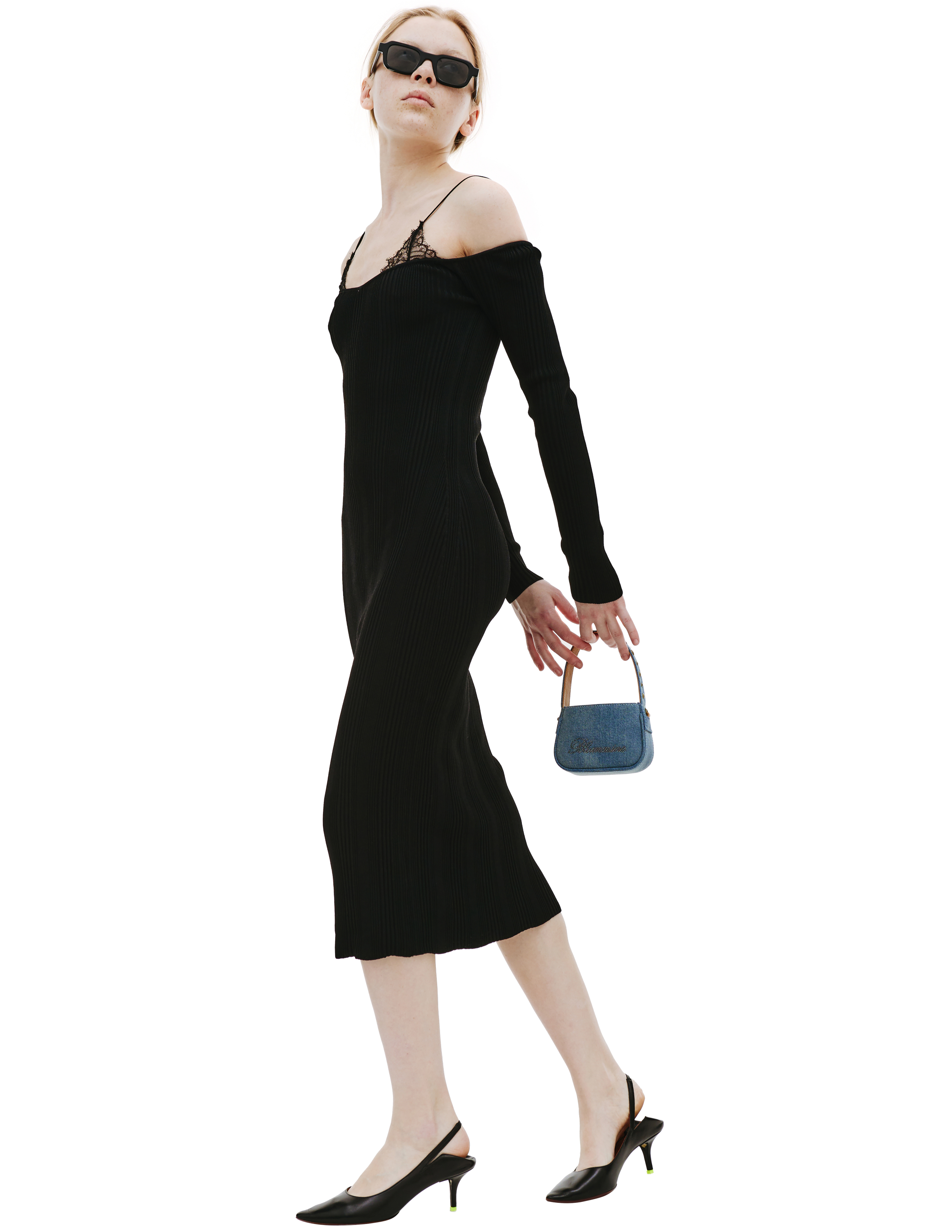 Черное платье с кружевом Blumarine P32/2A312A/N0990, размер S;M P32/2A312A/N0990 - фото 2