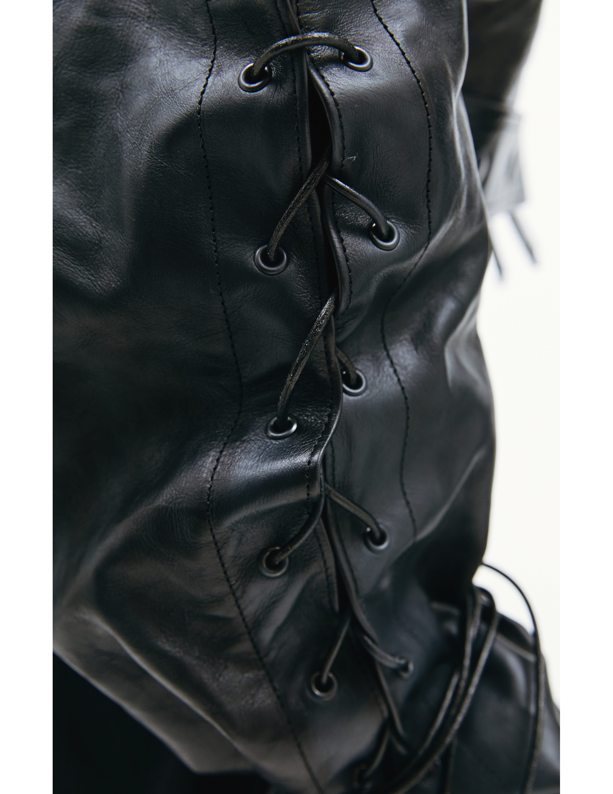 Укороченная кожаная куртка - Yohji Yamamoto  FX-J06-702-1 Фото 7